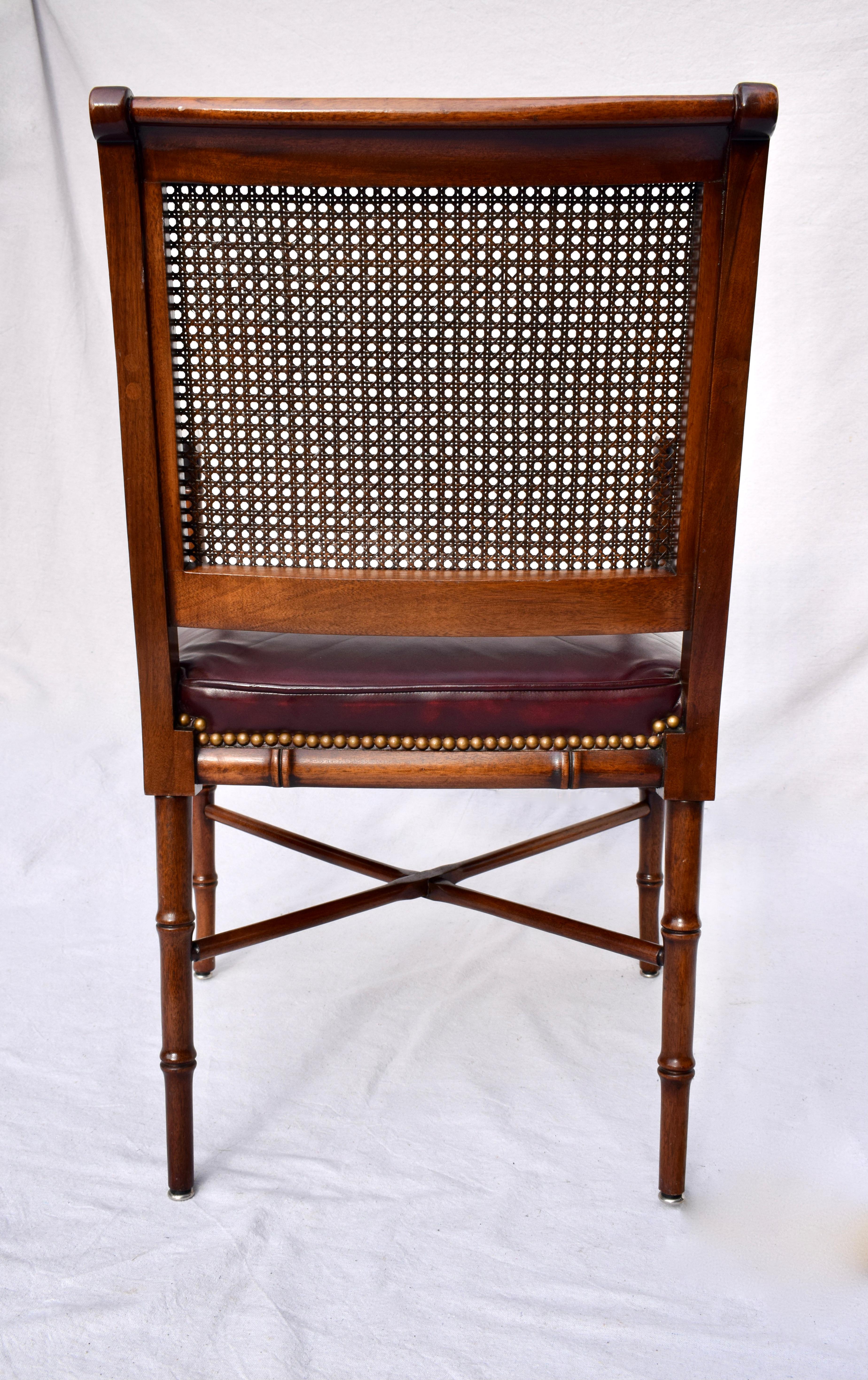 Hickory Chair Regency Faux Bamboo Caned Leather Chair 2