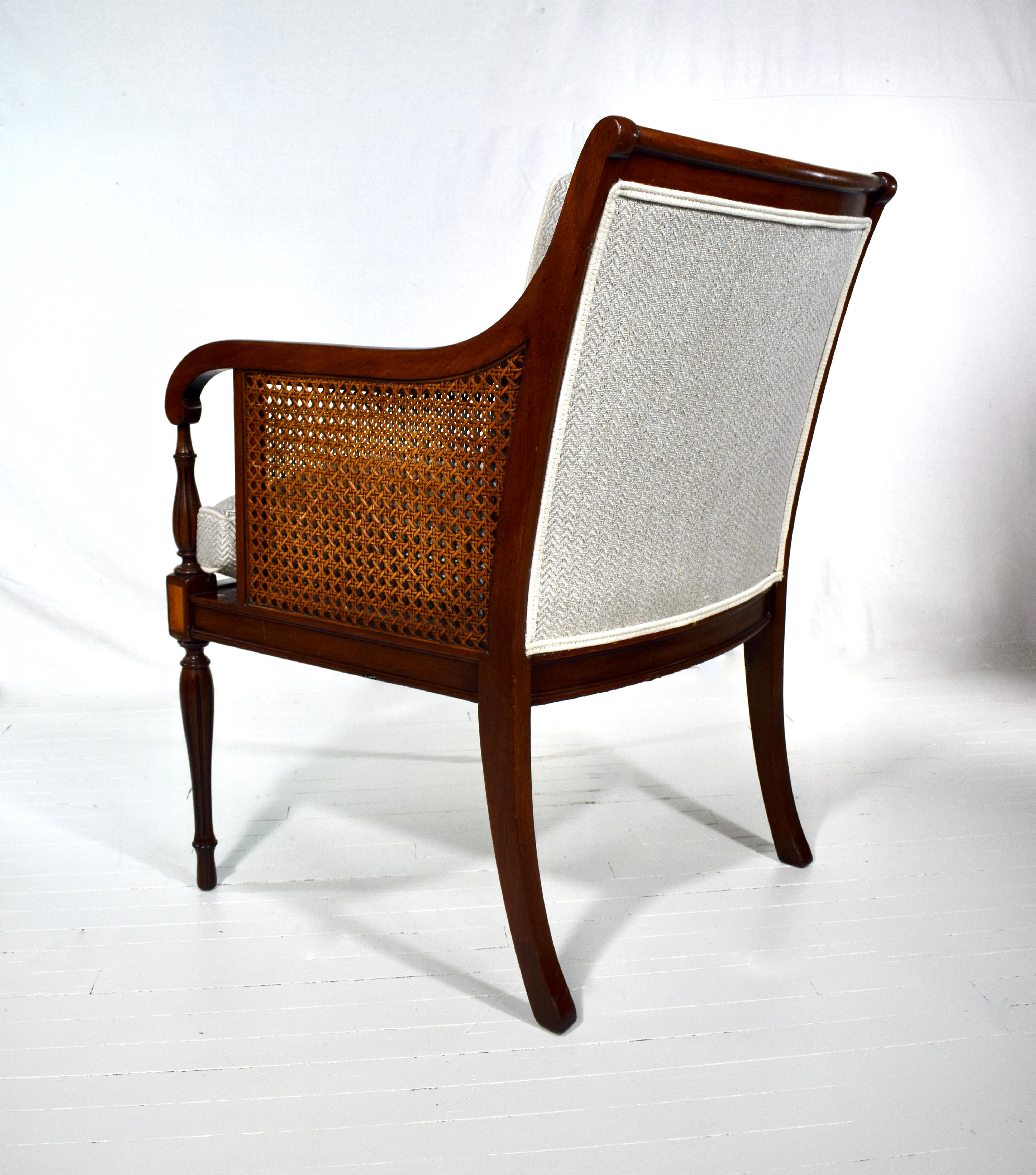 Hickory-Stuhl im Regency-Stil mit doppeltem Schilfrohr (Polster) im Angebot