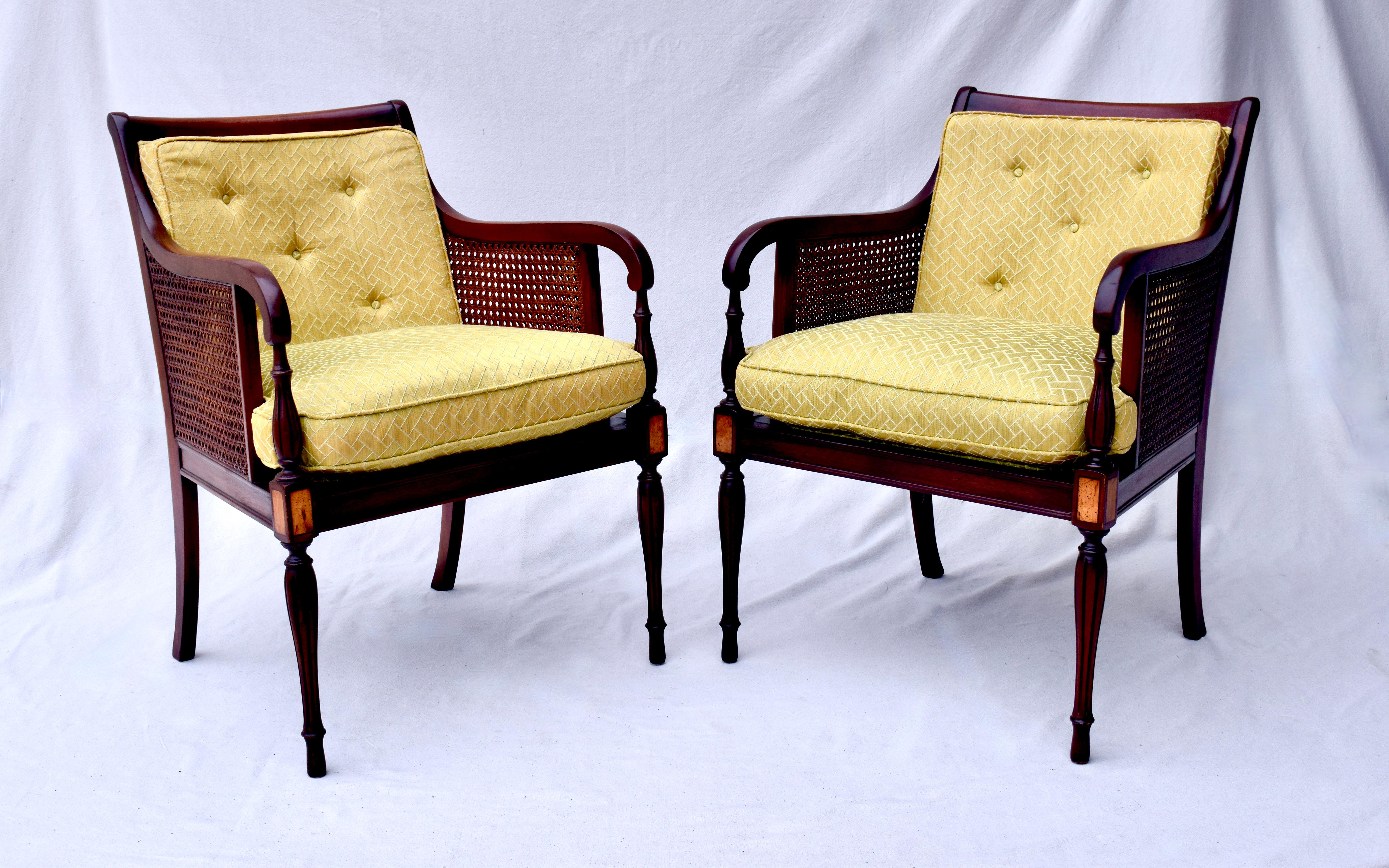 20th Century Hickory Chair Regency Style Double Caned Chairs
