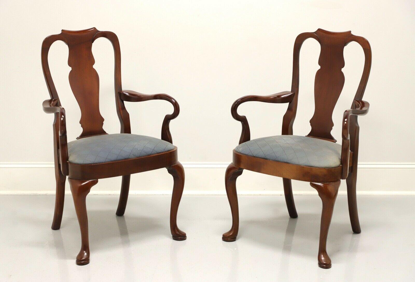 HICKORY CHAIR Mahogany Queen Anne Style Dining Armchairs - Pair 3