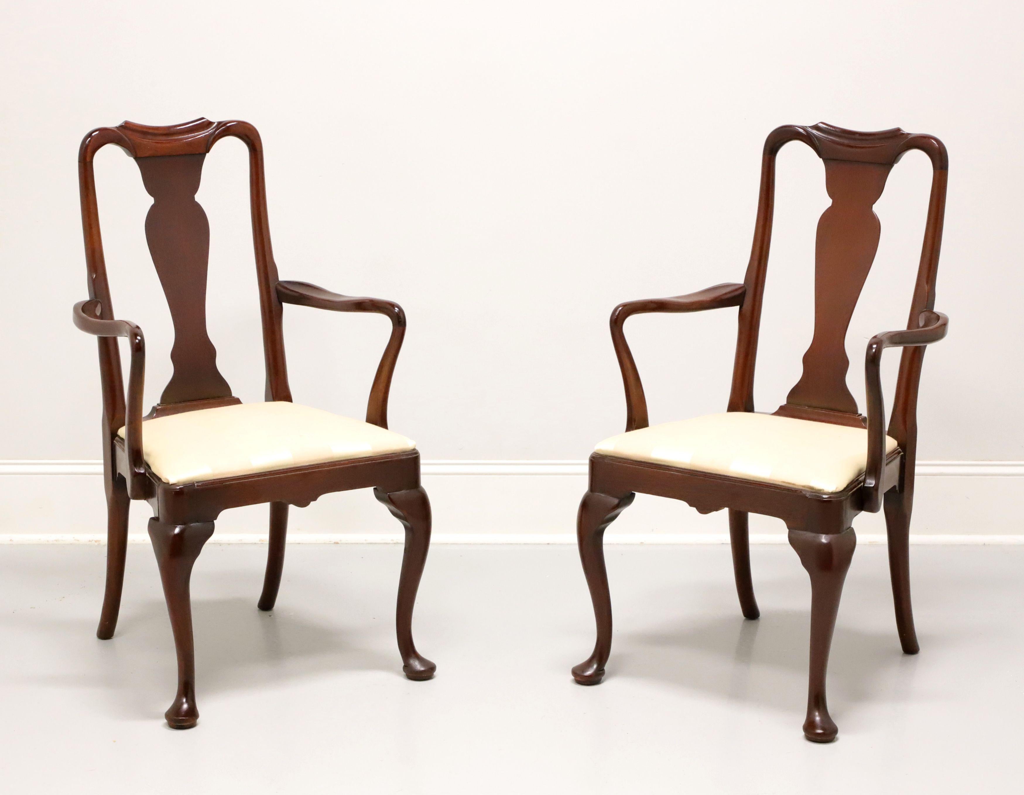 HICKORY CHAIR Solid Mahogany Queen Anne Style Dining Armchairs - Pair 5