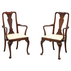 HICKORY CHAIR Solid Mahogany Queen Anne Style Dining Armchairs - Pair