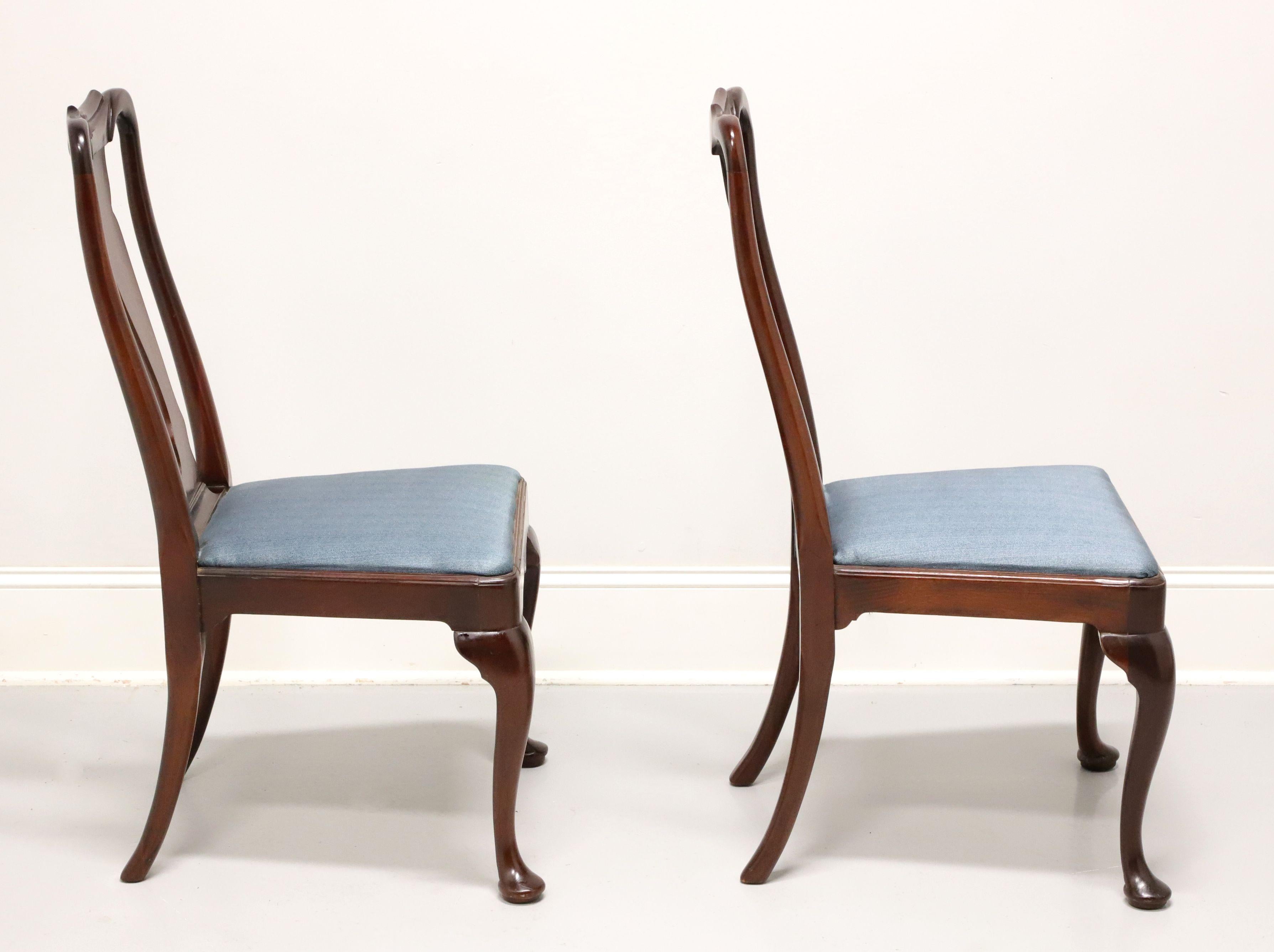 American HICKORY CHAIR Solid Mahogany Queen Anne Style Dining Side Chairs - Pair 
