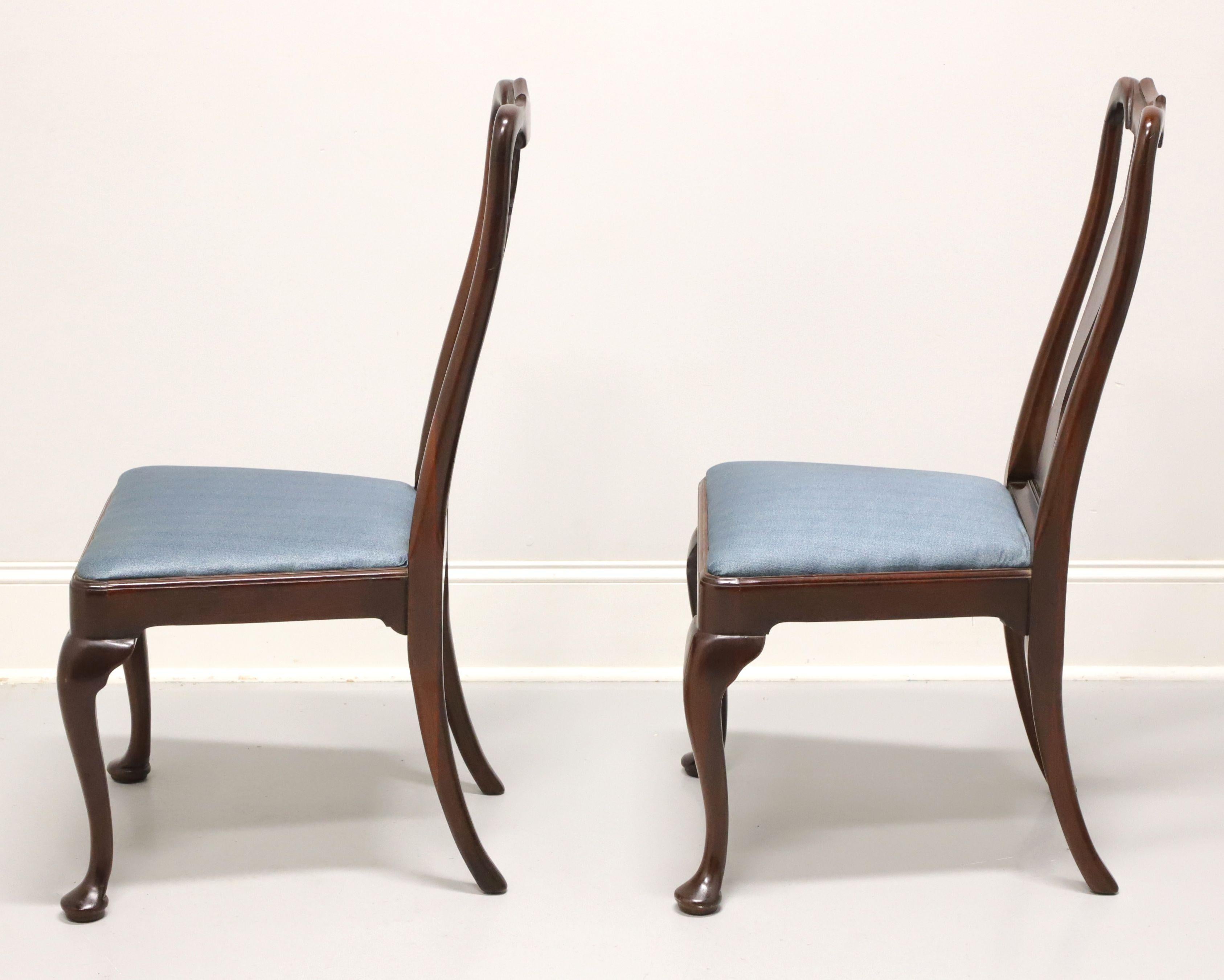 20th Century HICKORY CHAIR Solid Mahogany Queen Anne Style Dining Side Chairs - Pair 