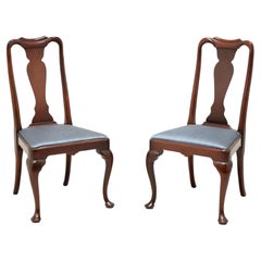 HICKORY CHAIR Solid Mahogany Queen Anne Style Dining Side Chairs - Pair A