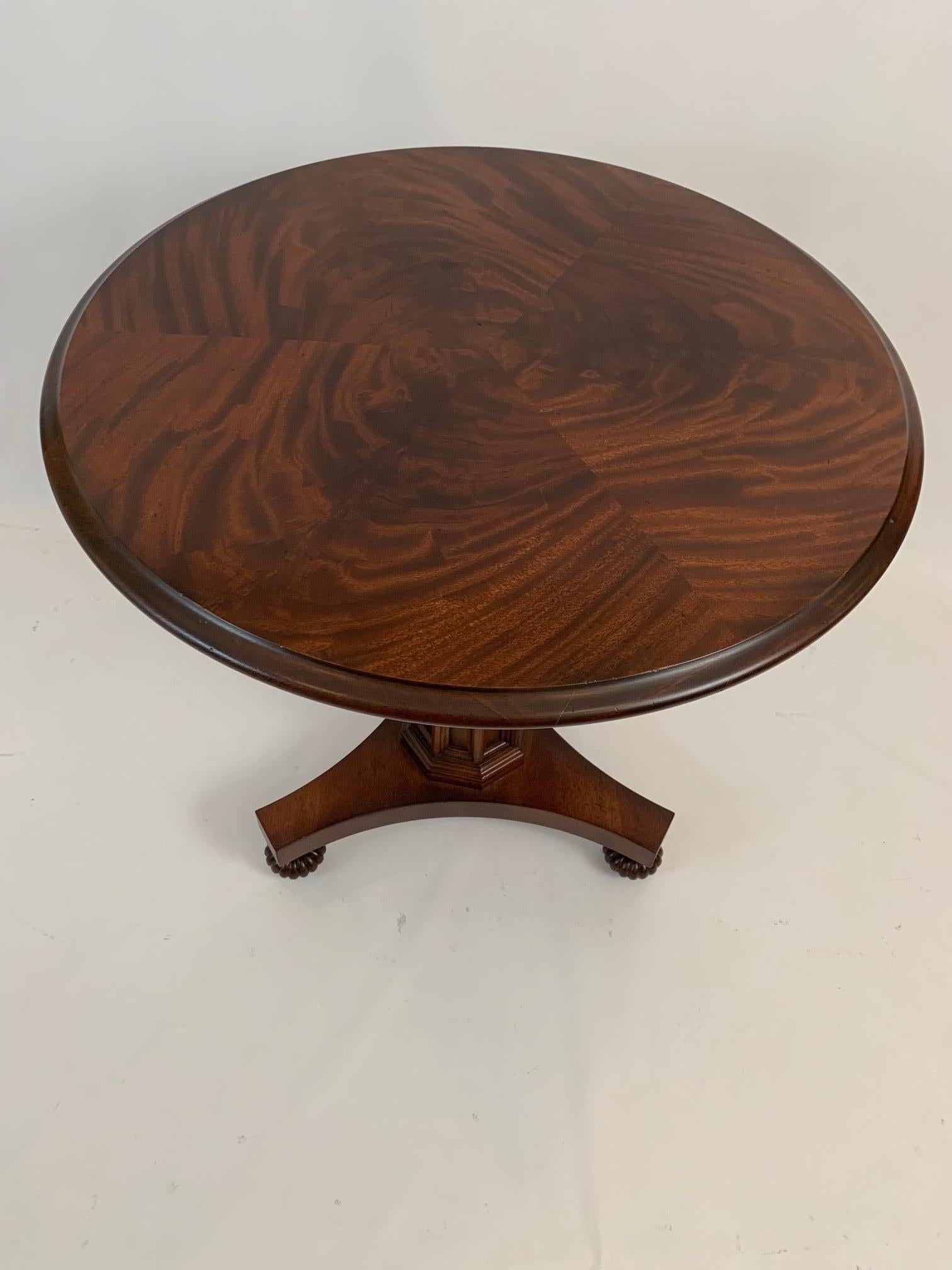 Hickory Chair Traditional Flame Mahogany Round Side Table with Lovely Bun Feet 3