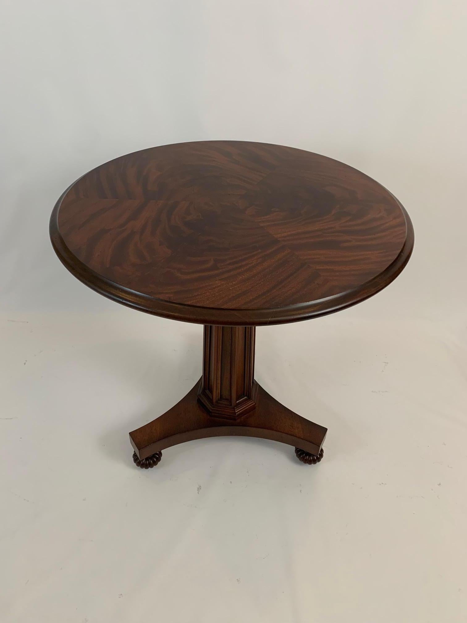 Hickory Chair Traditional Flame Mahogany Round Side Table with Lovely Bun Feet 4