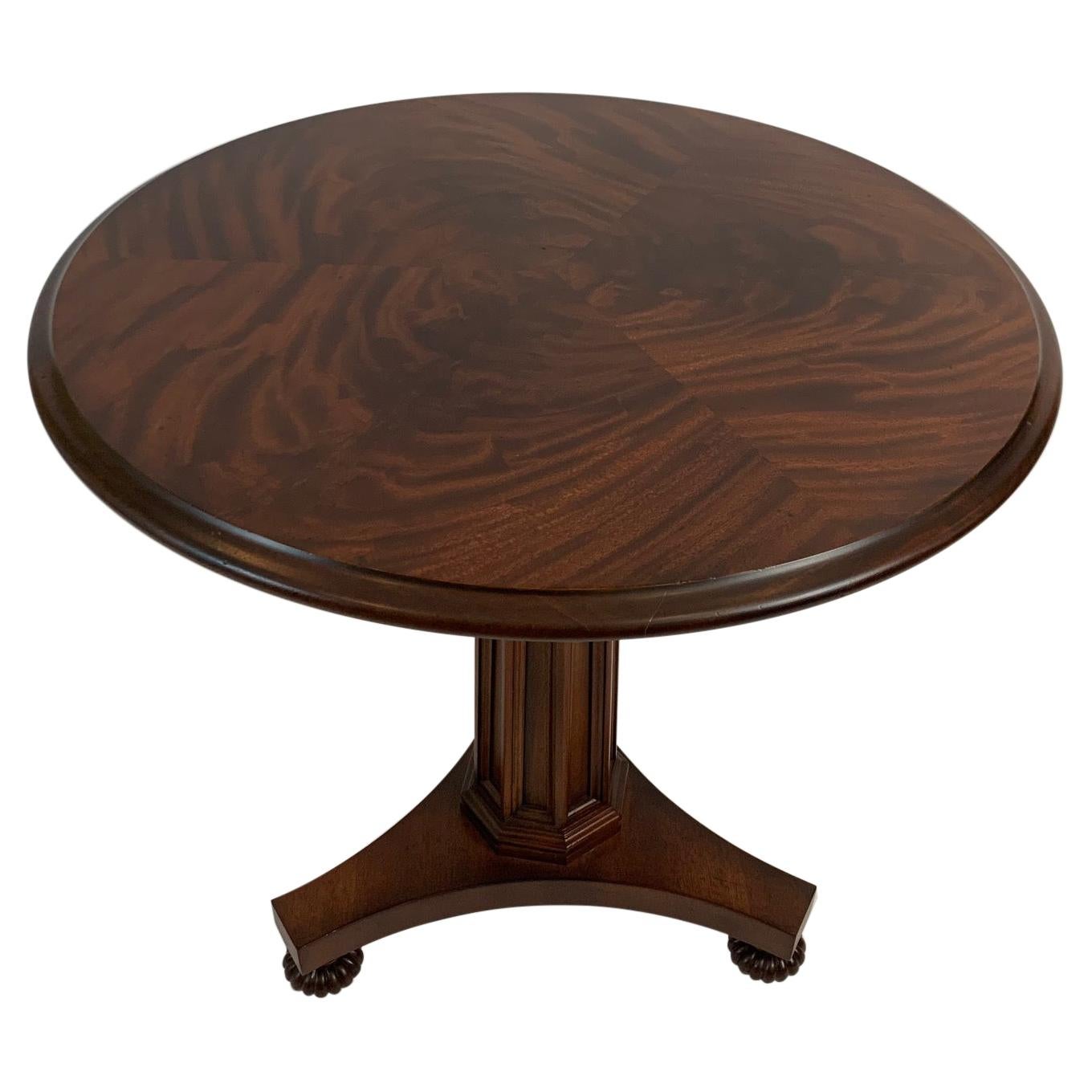 Hickory Chair Traditional Flame Mahogany Round Side Table with Lovely Bun Feet