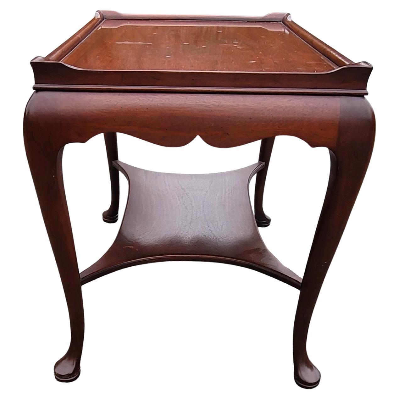 American Hickory Chair Two Tier Mahogany Side Table with Gallery Top For Sale