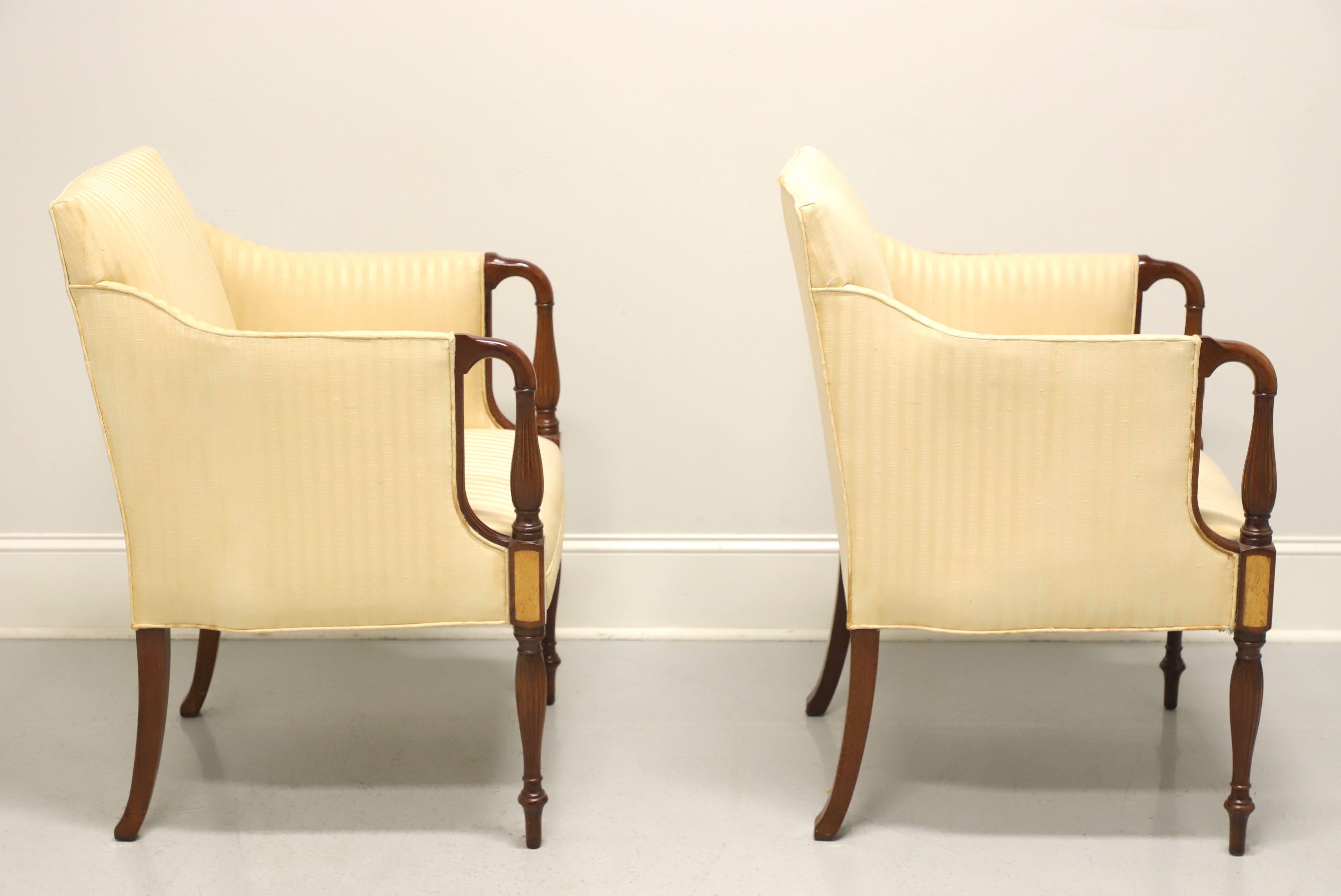 HICKORY CHAIR Walnut Sheraton Style Armchairs - Pair In Good Condition In Charlotte, NC