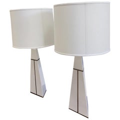Hickory Chair Walsh Table Lamps with Shades, a Pair