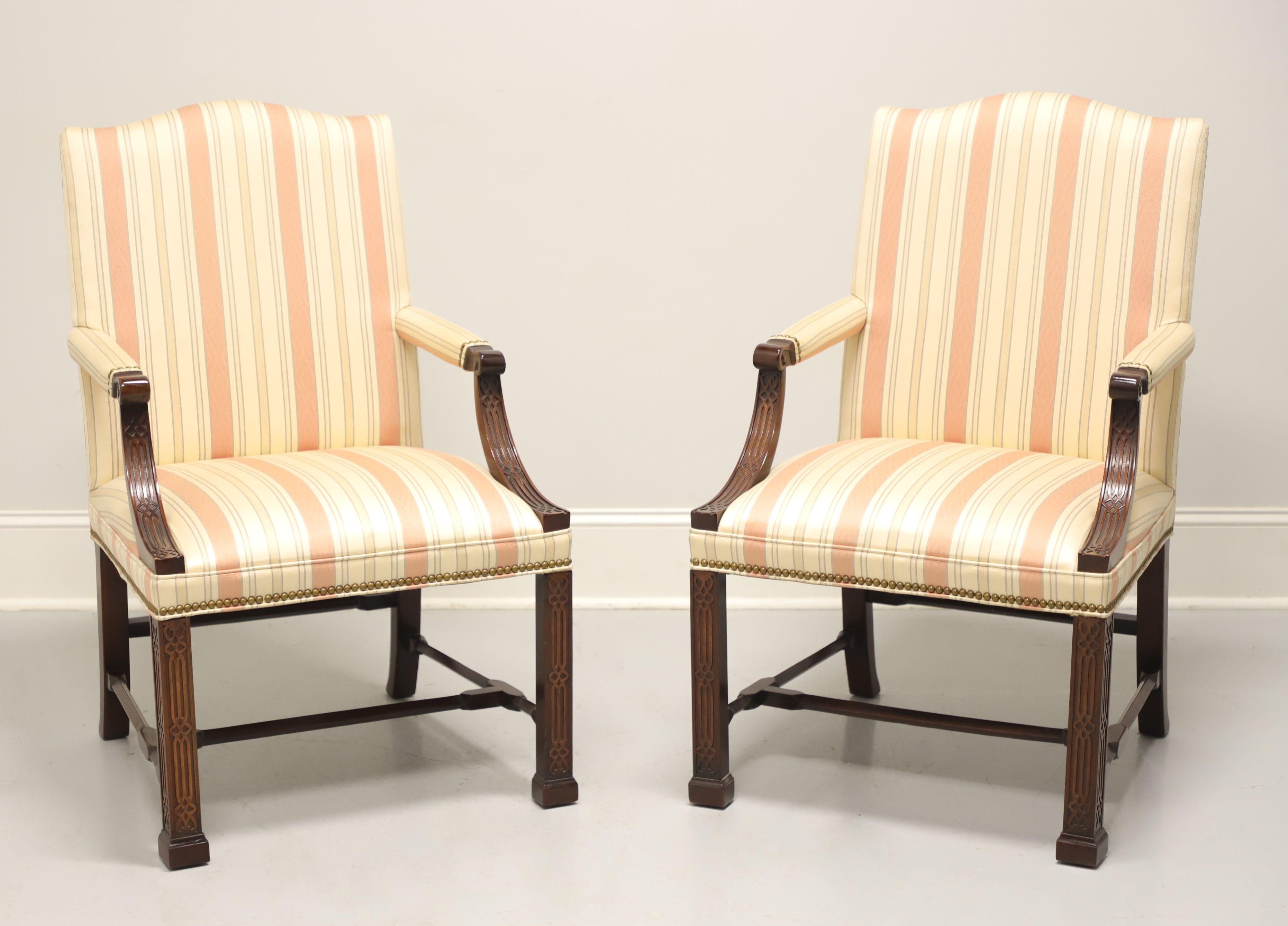HICKORY CHAIR Wentworth Mahogany Chippendale Style Fretwork Armchairs - Pair 6
