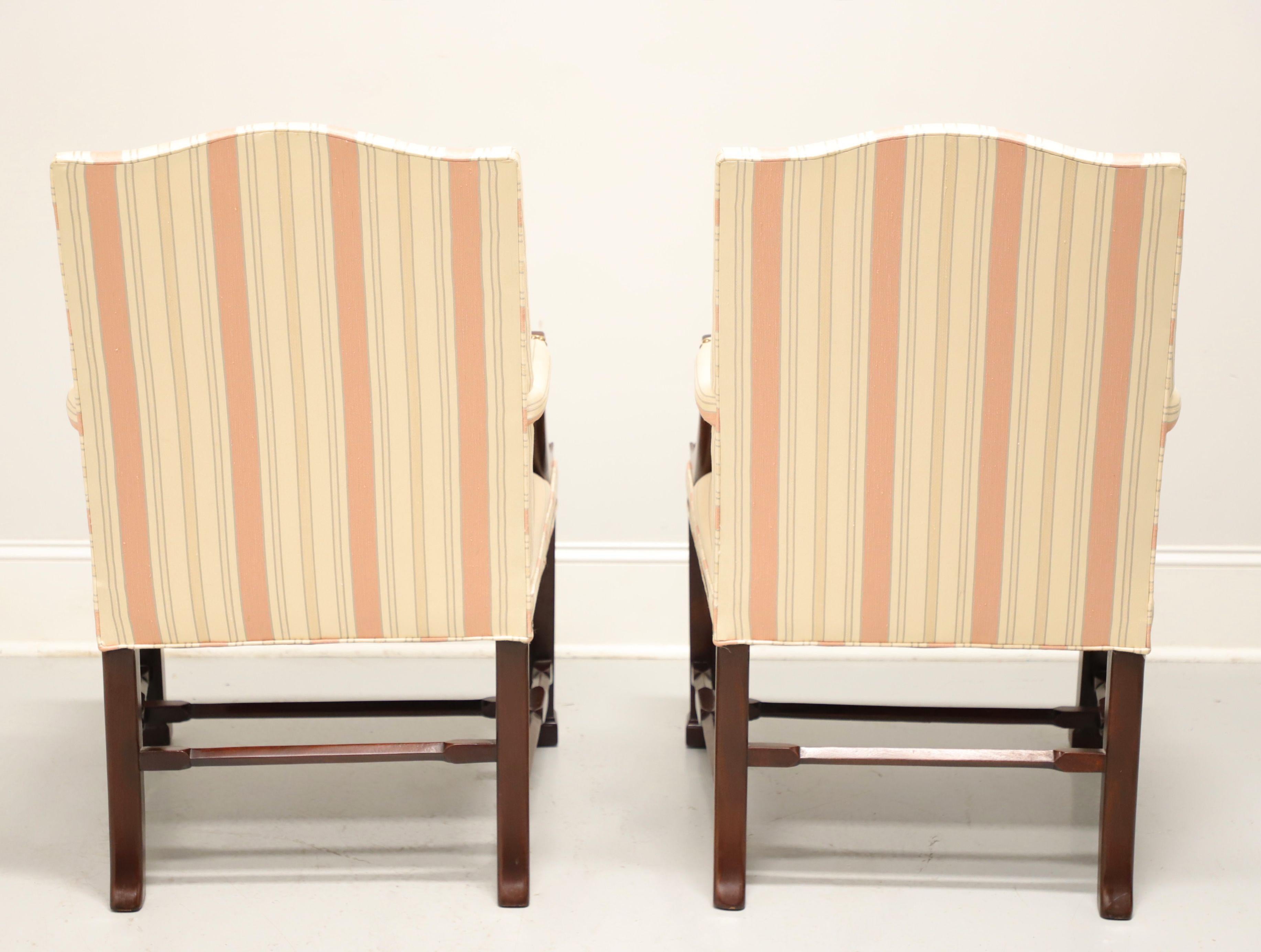 20th Century HICKORY CHAIR Wentworth Mahogany Chippendale Style Fretwork Armchairs - Pair