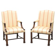 HICKORY CHAIR Wentworth Mahogany Chippendale Style Fretwork Armchairs - Pair