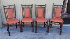 Old Hickory Dinning Chairs Set of Six Leather Seats Chairs