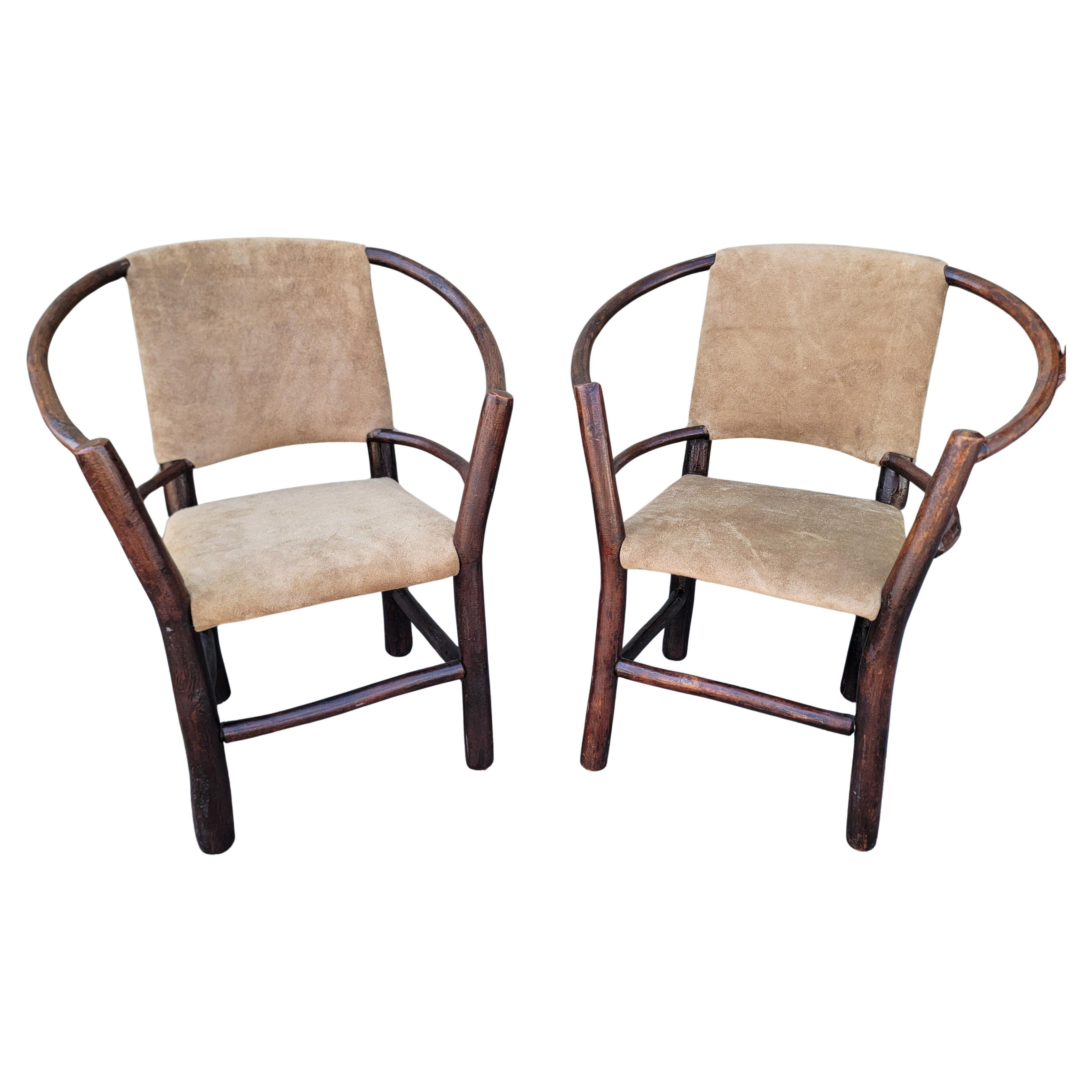 Stile Adirondack Set per bambini Hickory con sedili in pelle -3 pezzi. in vendita