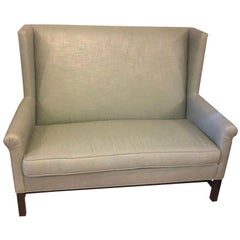 Hickory Co Charles Stewart Chippendale Stil Settee oder Loveseat in grünem Leinen