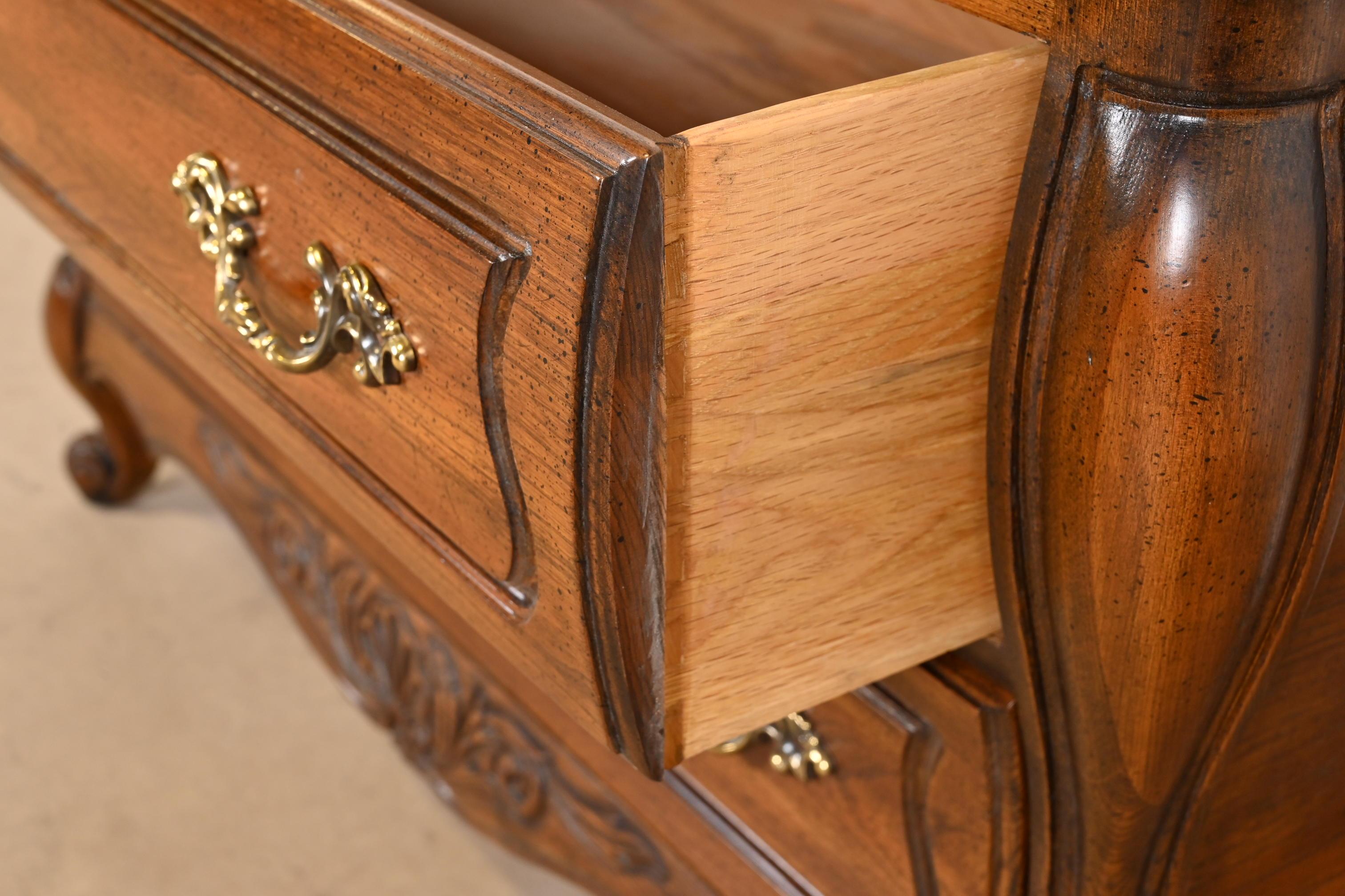 Hickory French Provincial Louis XV Carved Walnut Bombay Chest or Commode For Sale 1