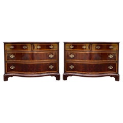 Hickory Furniture Chippendale Style Flame Mahogany Serpentine Chest - Pair