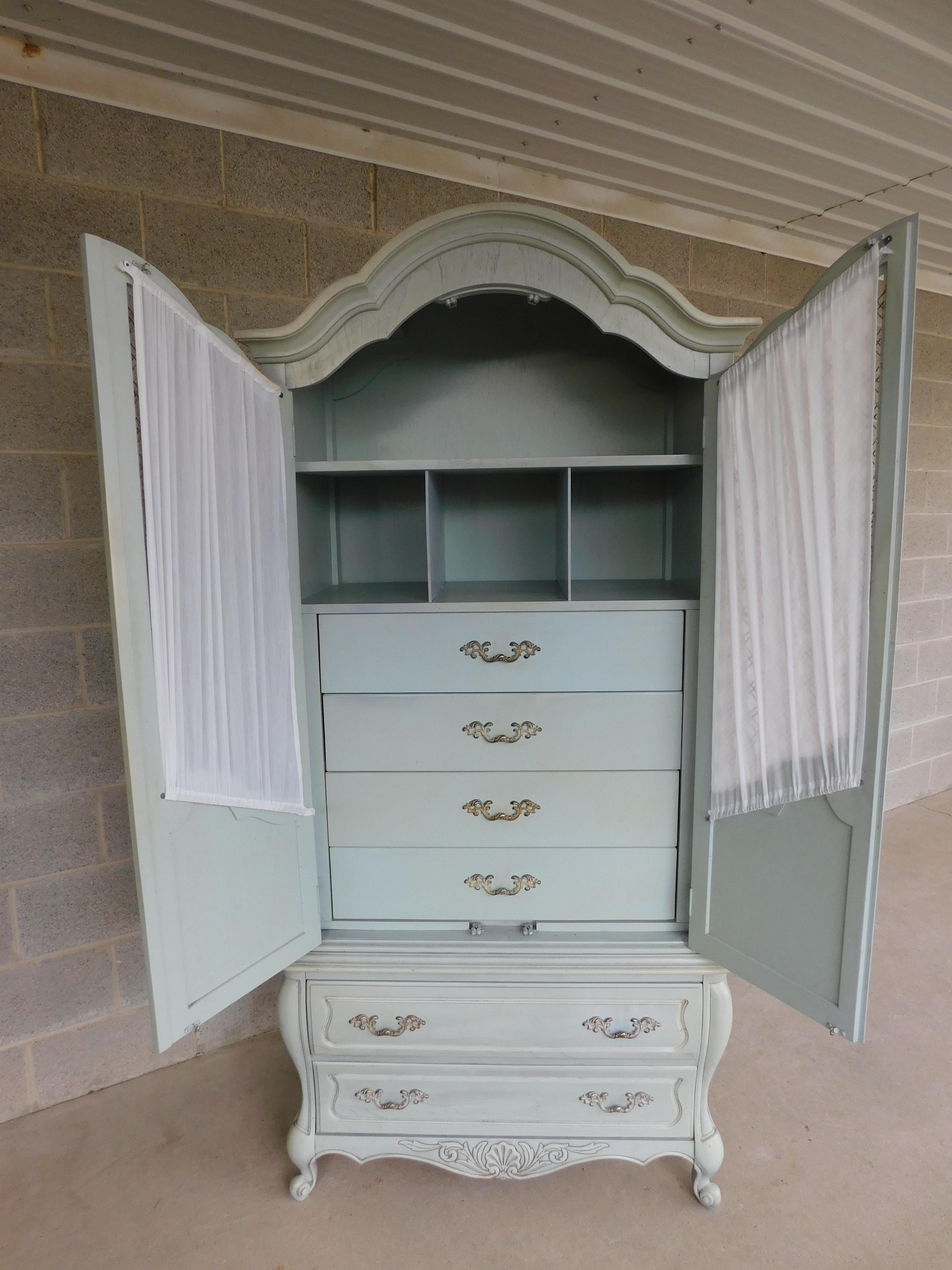Hickory Furniture French Louis XV Style French Blue Armoire 1