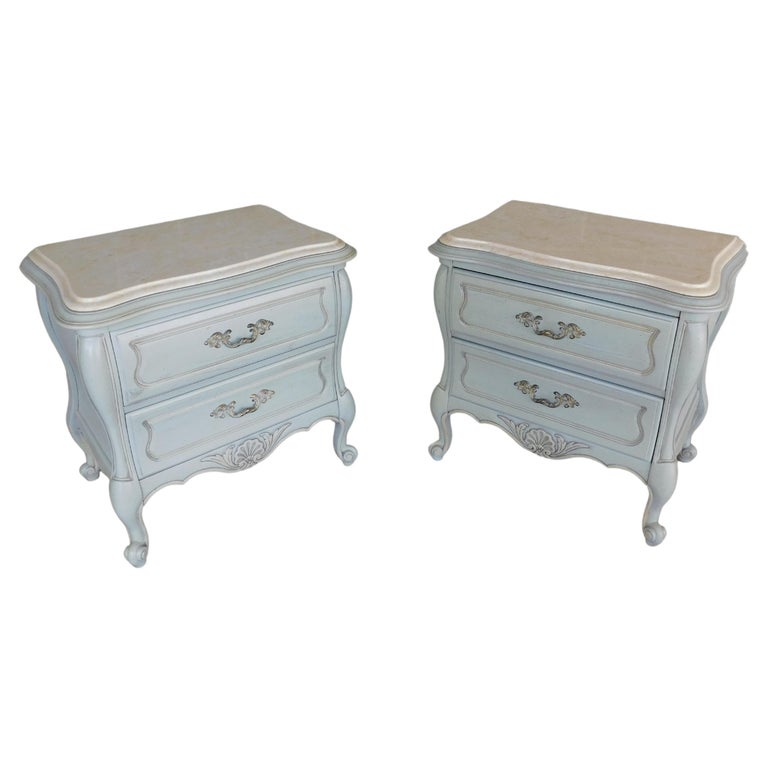 Hickory Furniture French Louis XV Style Marble Top French Blue ...
