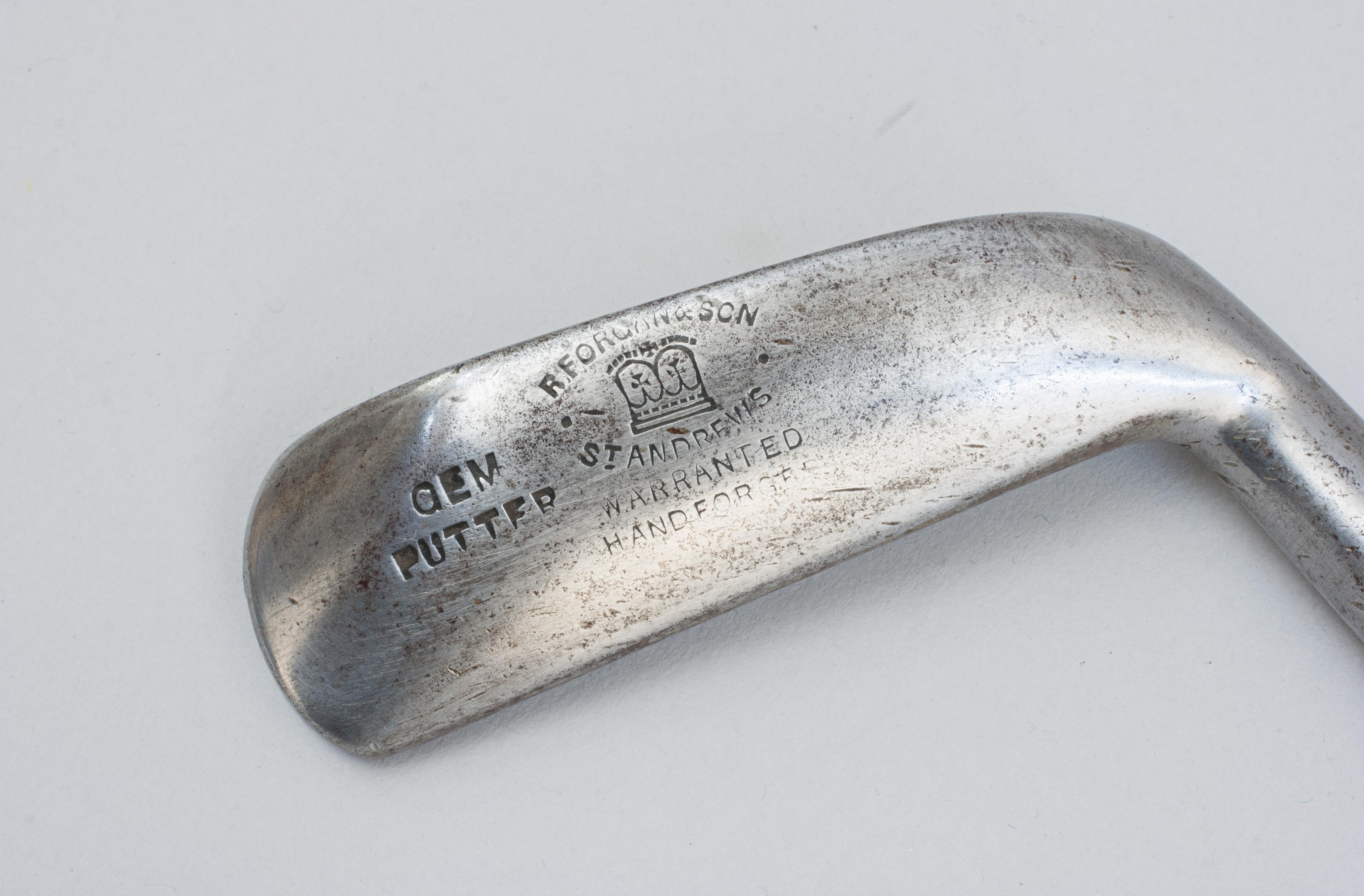 Hickory Golf Club, Putter By R. Forgan For Sale 2