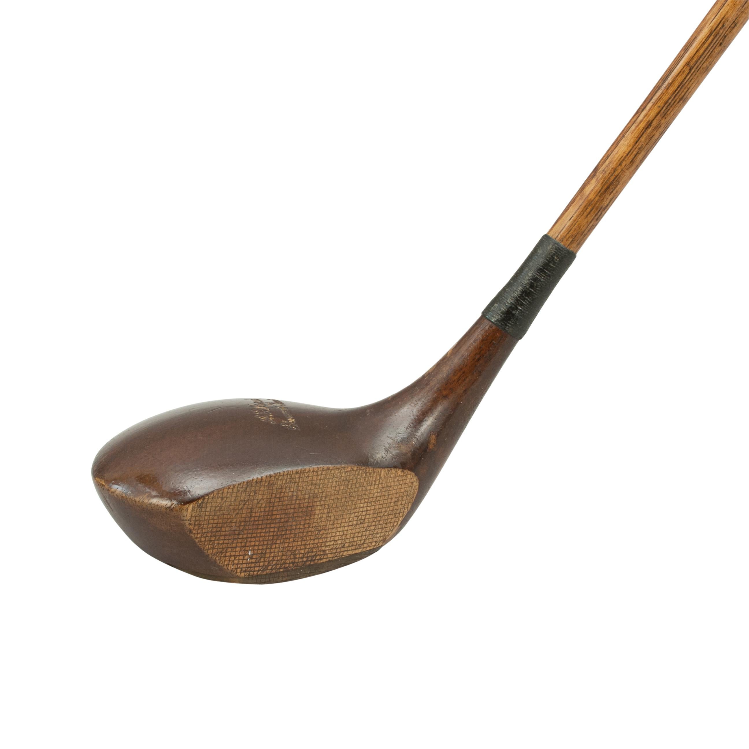 Hickory Golf Club, Sherwood Forest G.C.
A good persimmon wood hickory shafted driver by Alfred Gibson Bech. The club head marked with Bech's name and Sherwood Forest G.C. The club has a polished leather grip and the head has a lead weight to the