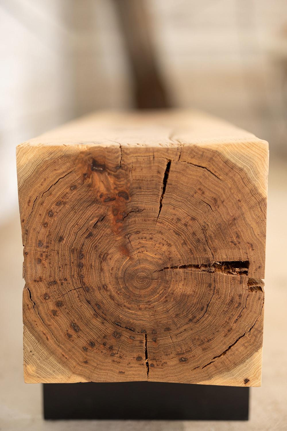 Hickory-Messer-Dampfbank aus Massivholz + geschwärztem Stahl von Alabama Sawyer, 4' lang im Zustand „Neu“ im Angebot in Birmingham, AL