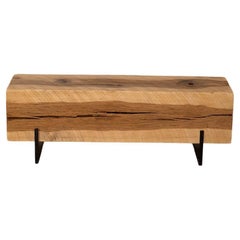 Hickory Knife Beam Bench 4' Long Solid Wood + Blackened Steel by Alabama Sawyer