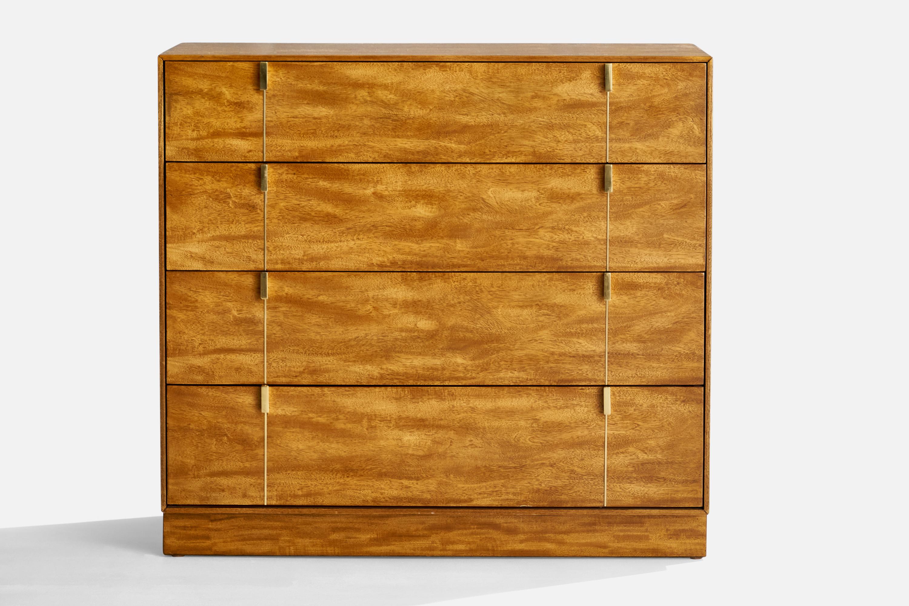 American Hickory Manufacturing, Chests of Drawers, Hickory, Brass, USA, 1950s For Sale