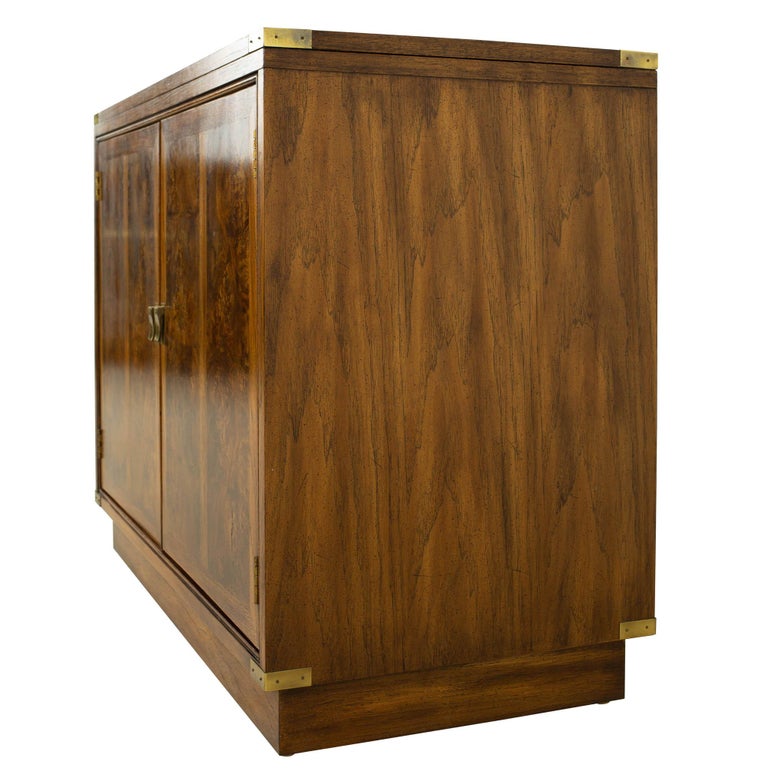 Hickory Manufacturing Company Mid Century Burlwood Bar Serving Cart at