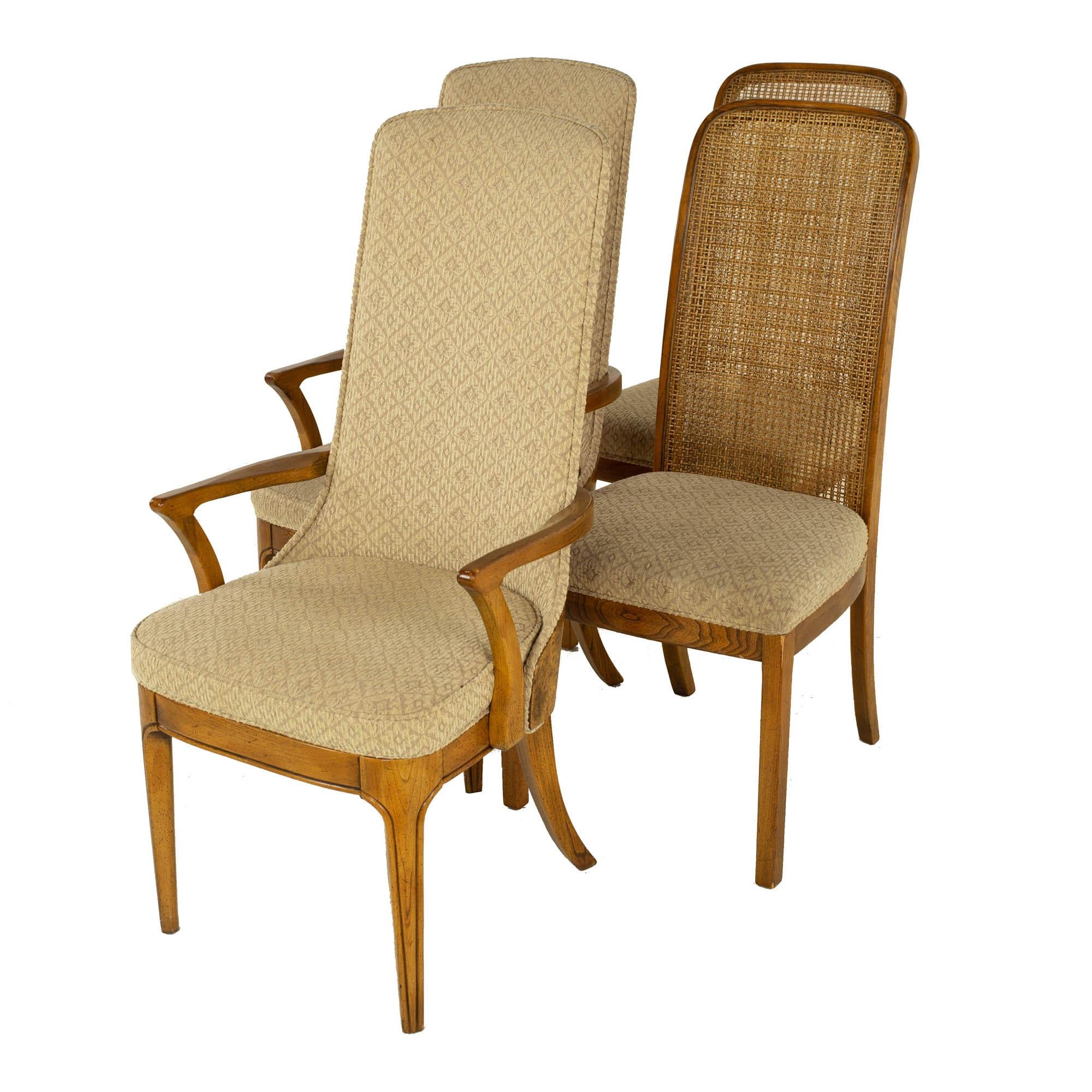 Hickory Manufacturing Company Mid Century Burlwood Cane Dining Chairs, Set 10 4