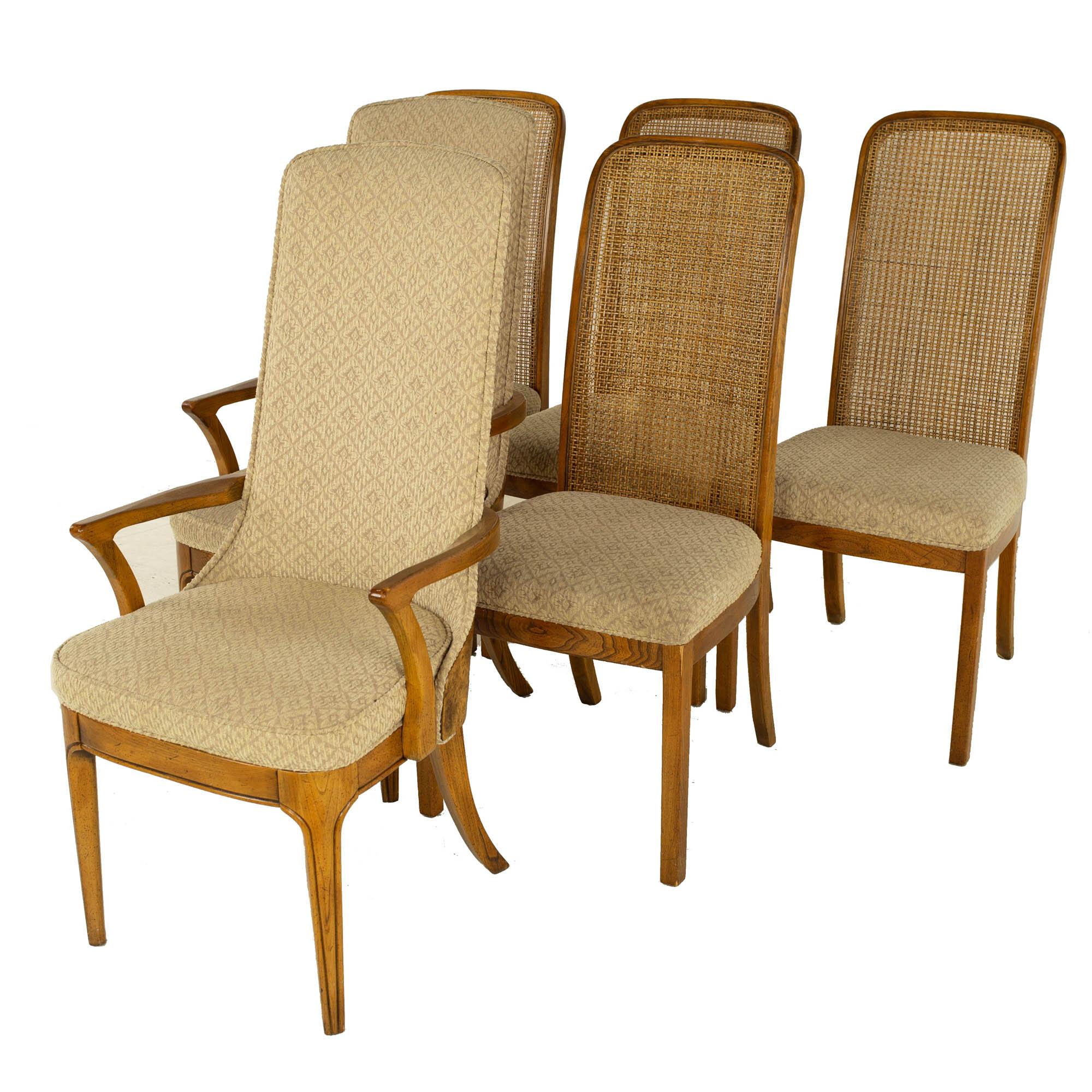 Hickory Manufacturing Company Mid Century Burlwood Cane Dining Chairs, Set 10 2