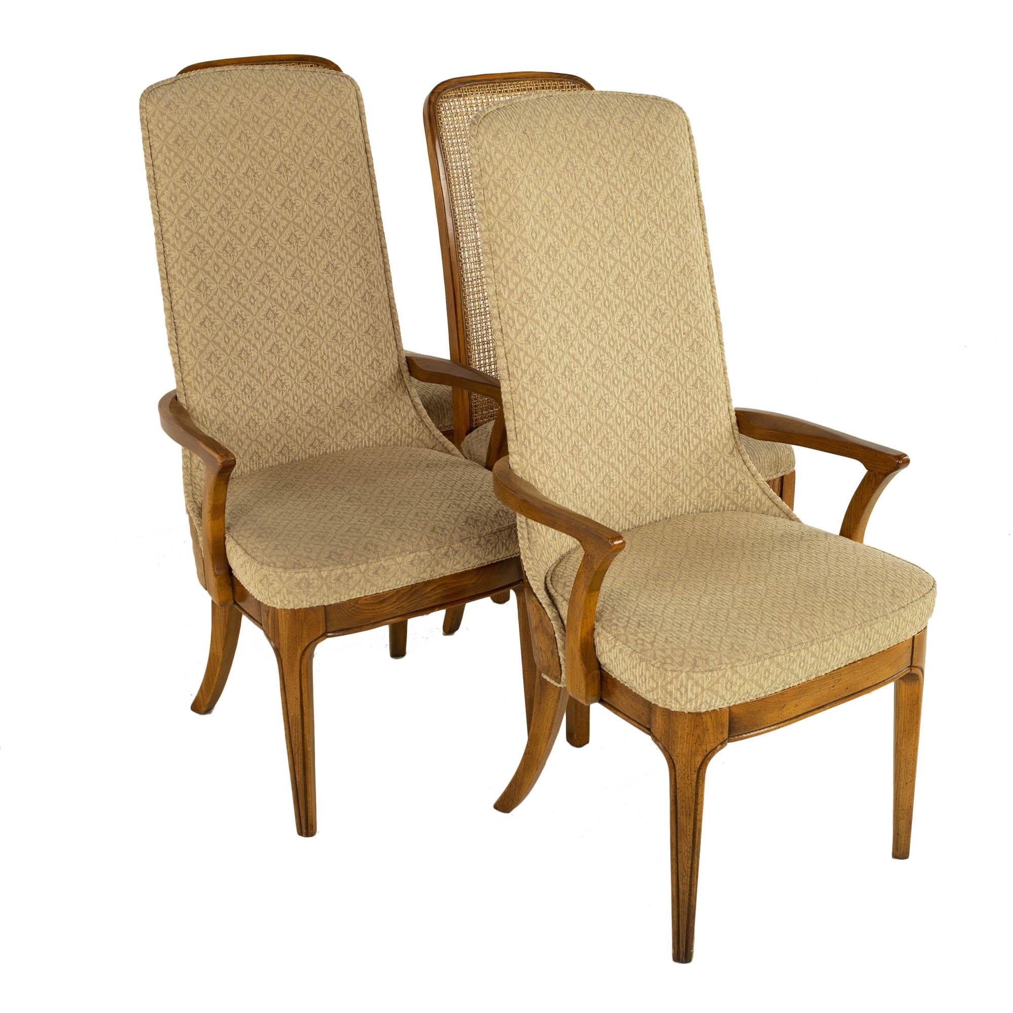 Hickory Manufacturing Company Mid Century Burlwood Cane Dining Chairs, Set 10 3