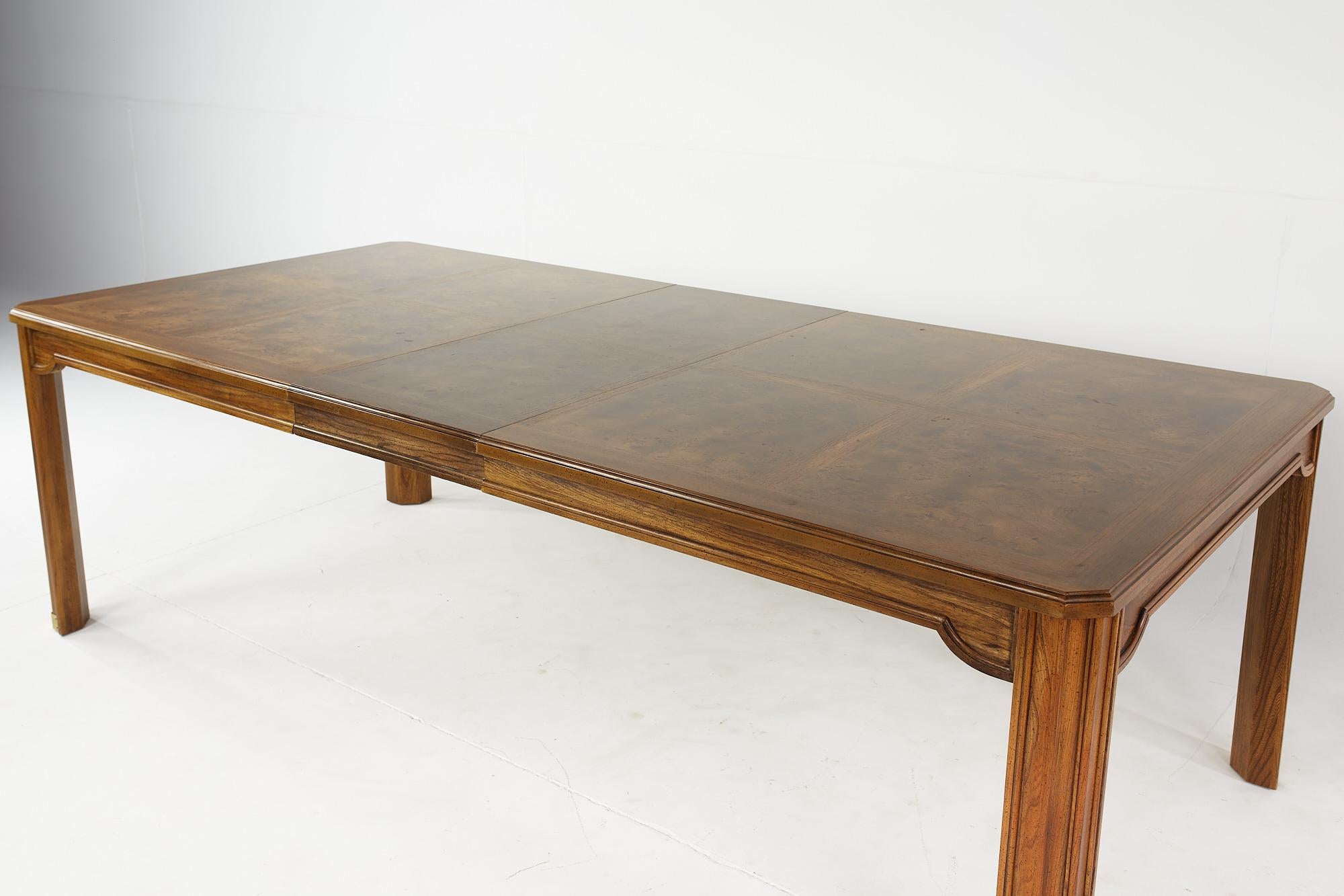 Hickory Manufacturing Company Mid Century Expanding Burlwood Inlaid Dining Table 3