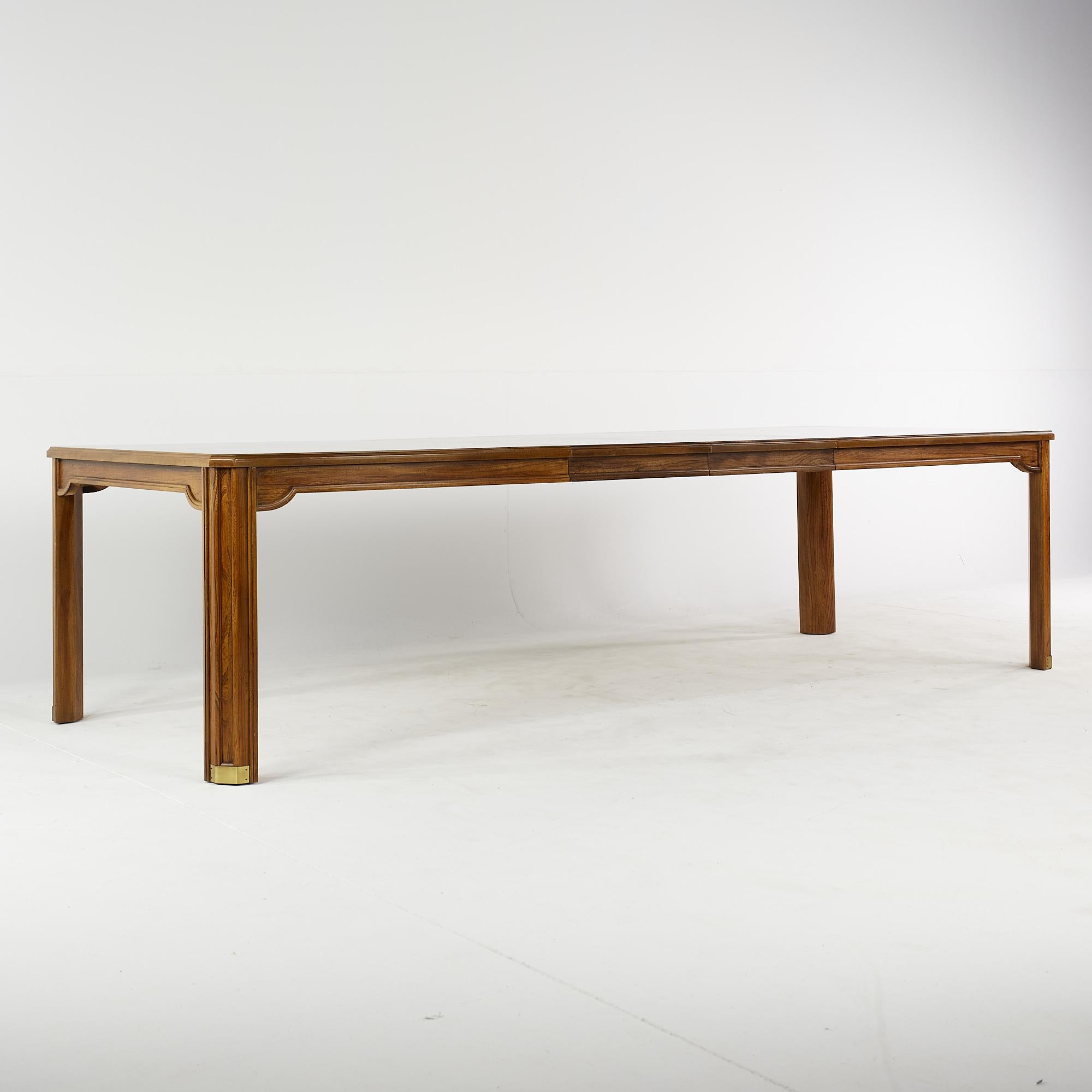 Hickory Manufacturing Company Mid Century Expanding Burlwood Inlaid Dining Table 4