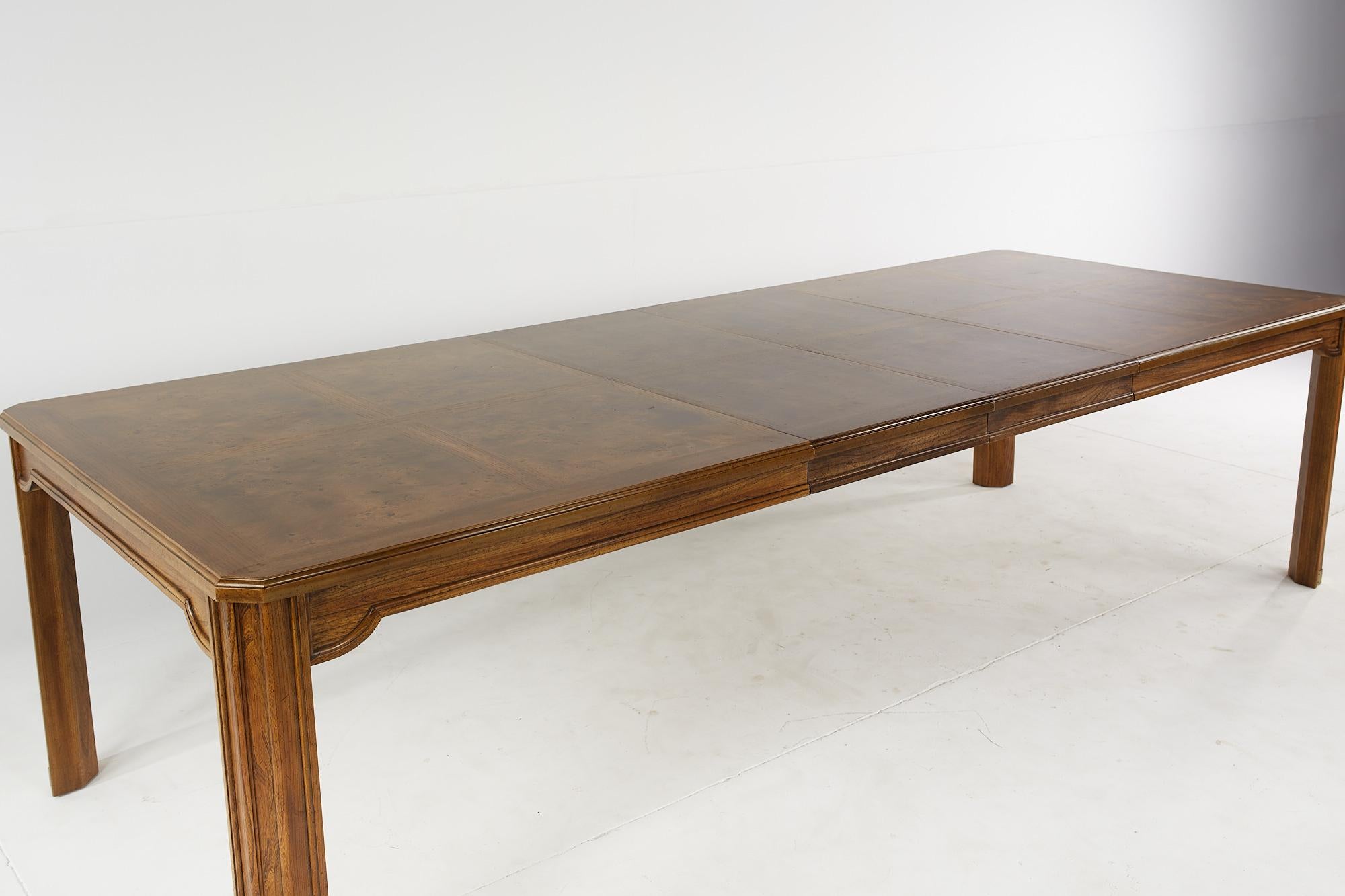 Hickory Manufacturing Company Mid Century Expanding Burlwood Inlaid Dining Table 7
