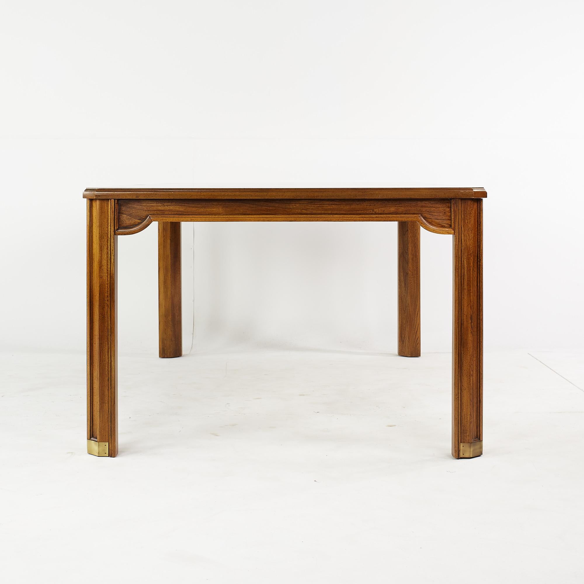 American Hickory Manufacturing Company Mid Century Expanding Burlwood Inlaid Dining Table