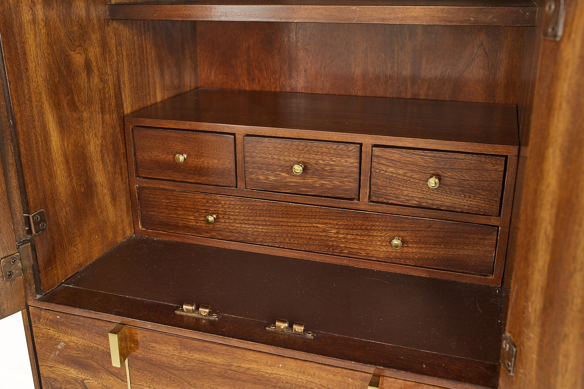 Hickory Manufacturing Mid Century Brass and Walnut Lingerie Chest 5