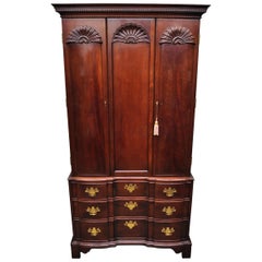 Hickory Masterpiece Collection Mahogany Chippendale Blockfront Armoire Cabinet