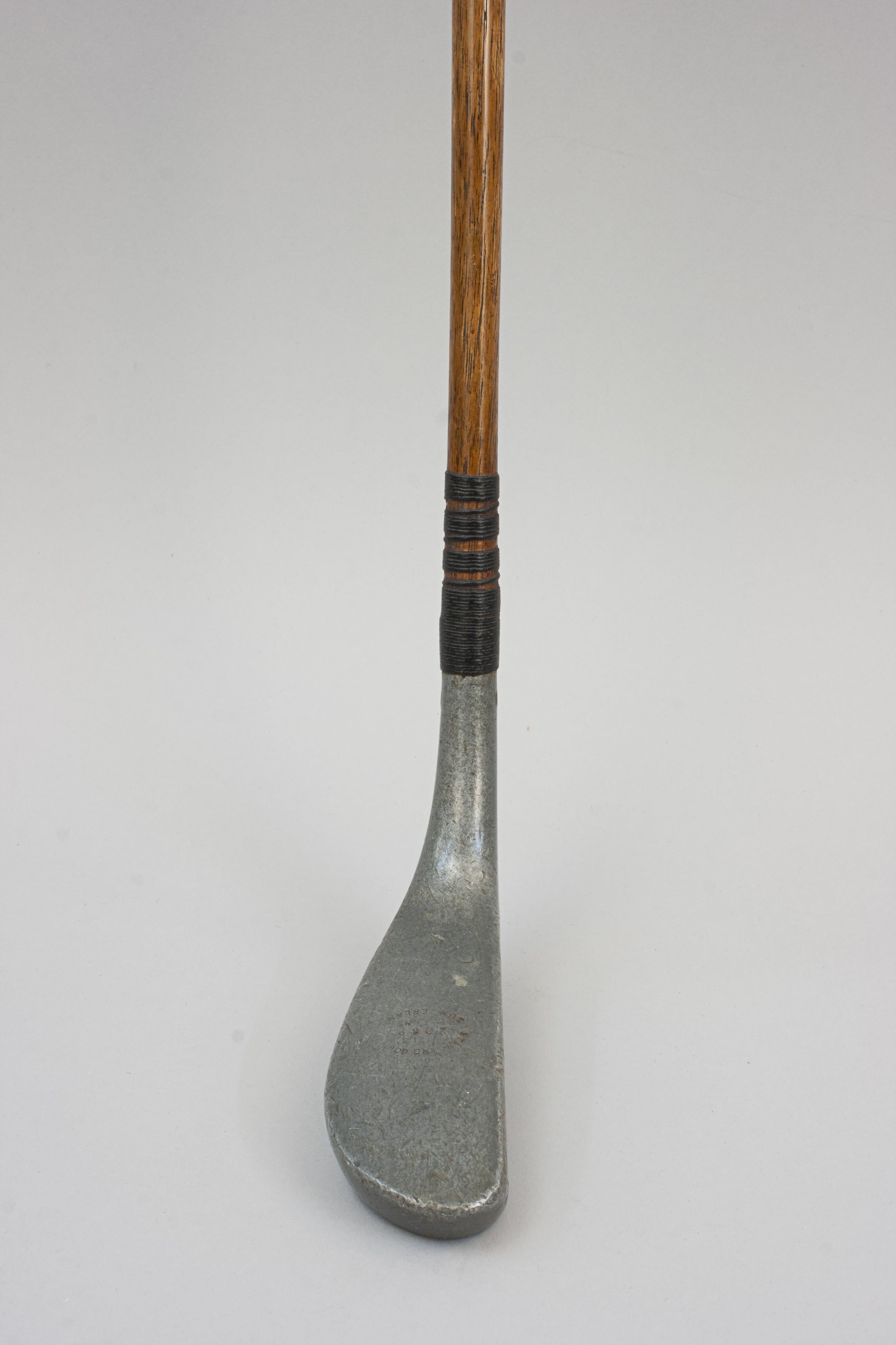 British Hickory Putter With Long Nose Alloy Head, K Model For Sale