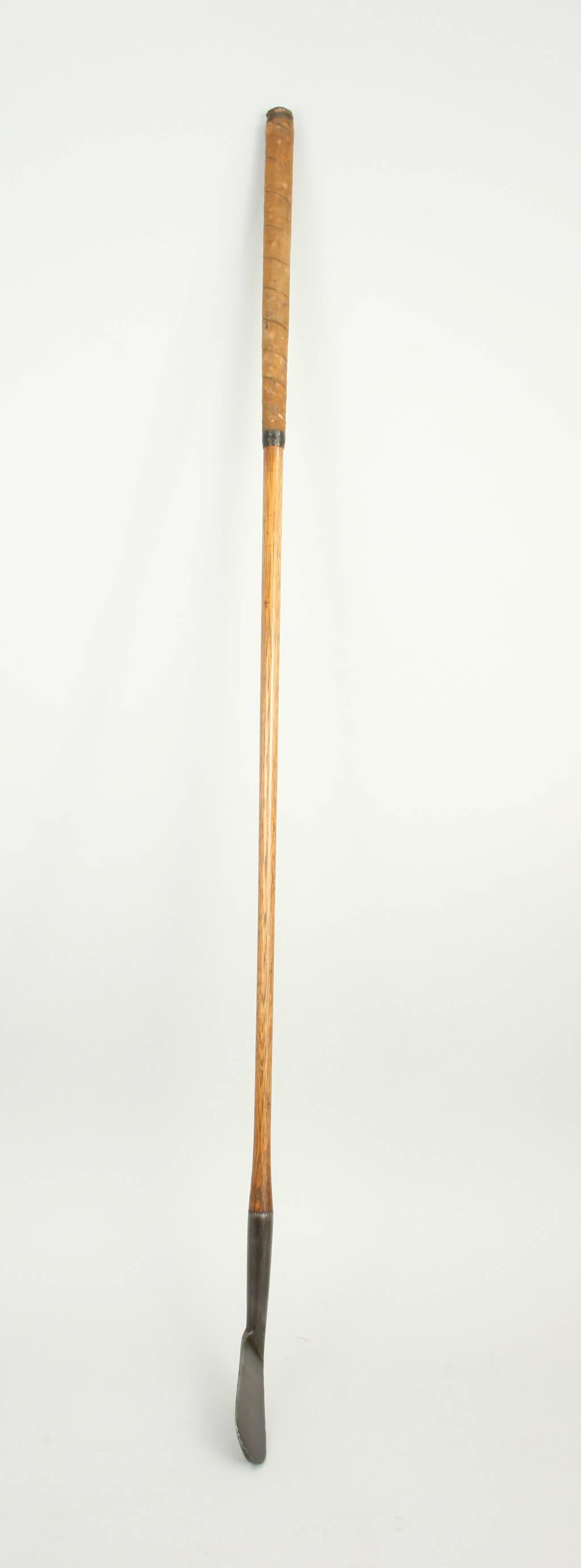 English Antique Hickory Shafted Golf Club, Smooth Face. 19th Century