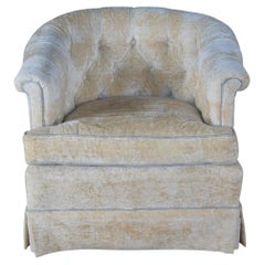 Hickory Tavern Mid Century Velvet Barrel Back Tufted Club Lounge Arm Chair