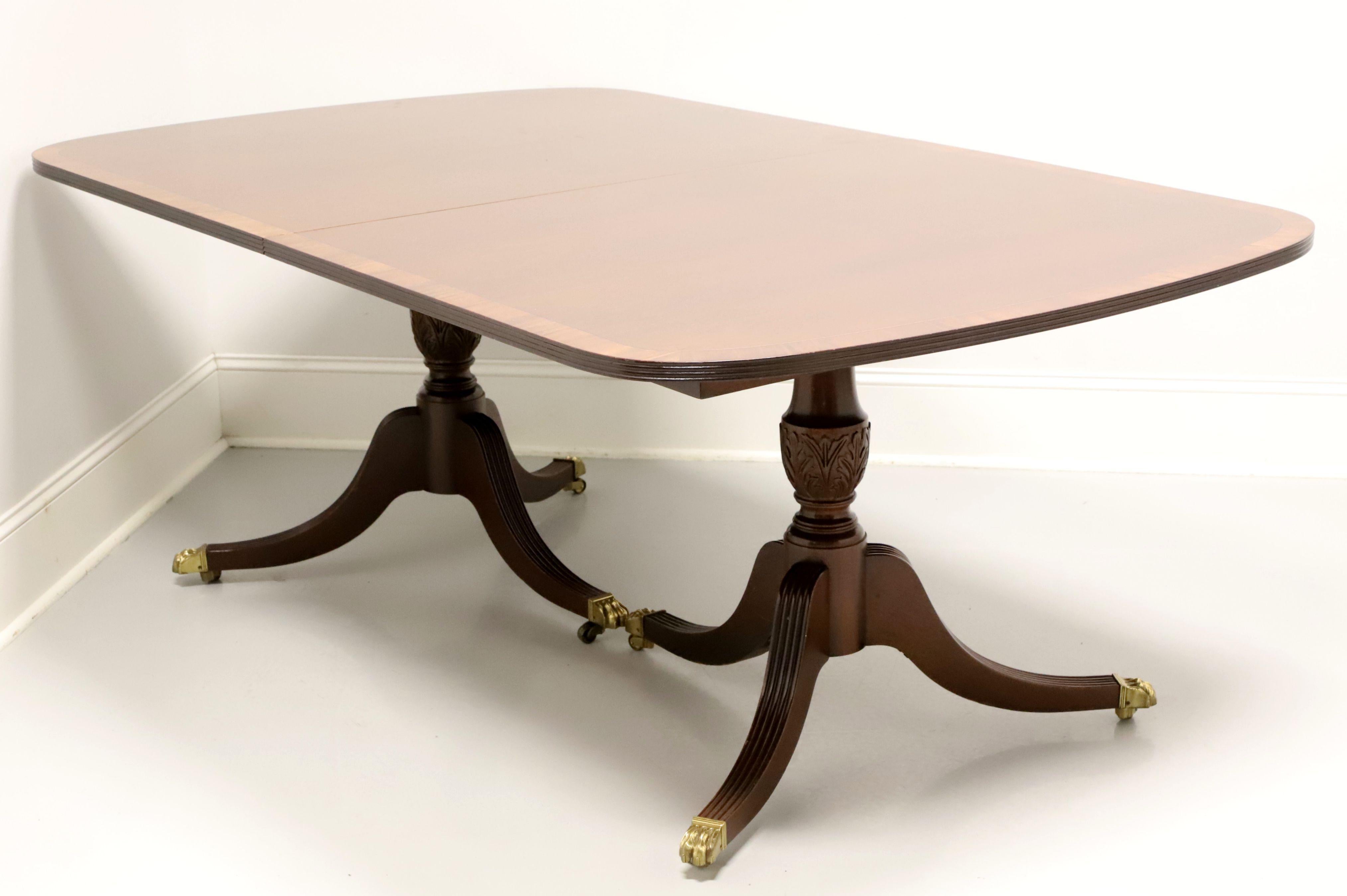 HICKORY WHITE Banded Mahogany Double Pedestal Dining Banquet Table 9