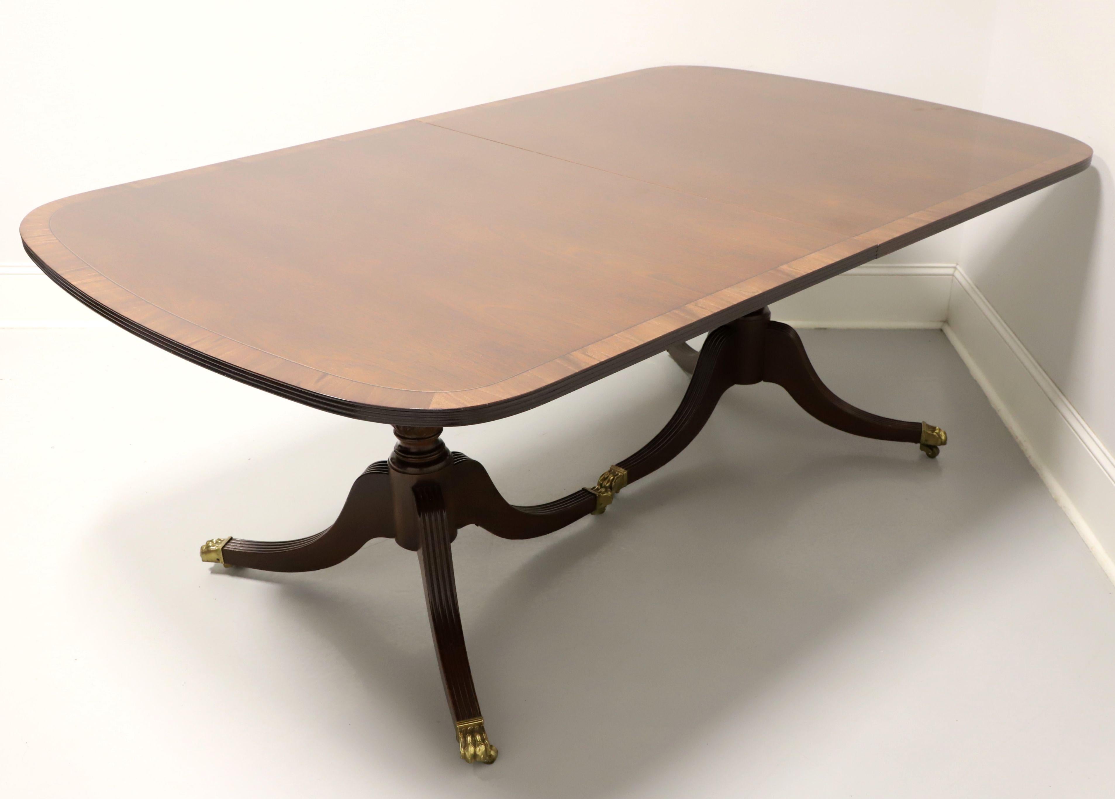 Georgian HICKORY WHITE Banded Mahogany Double Pedestal Dining Banquet Table