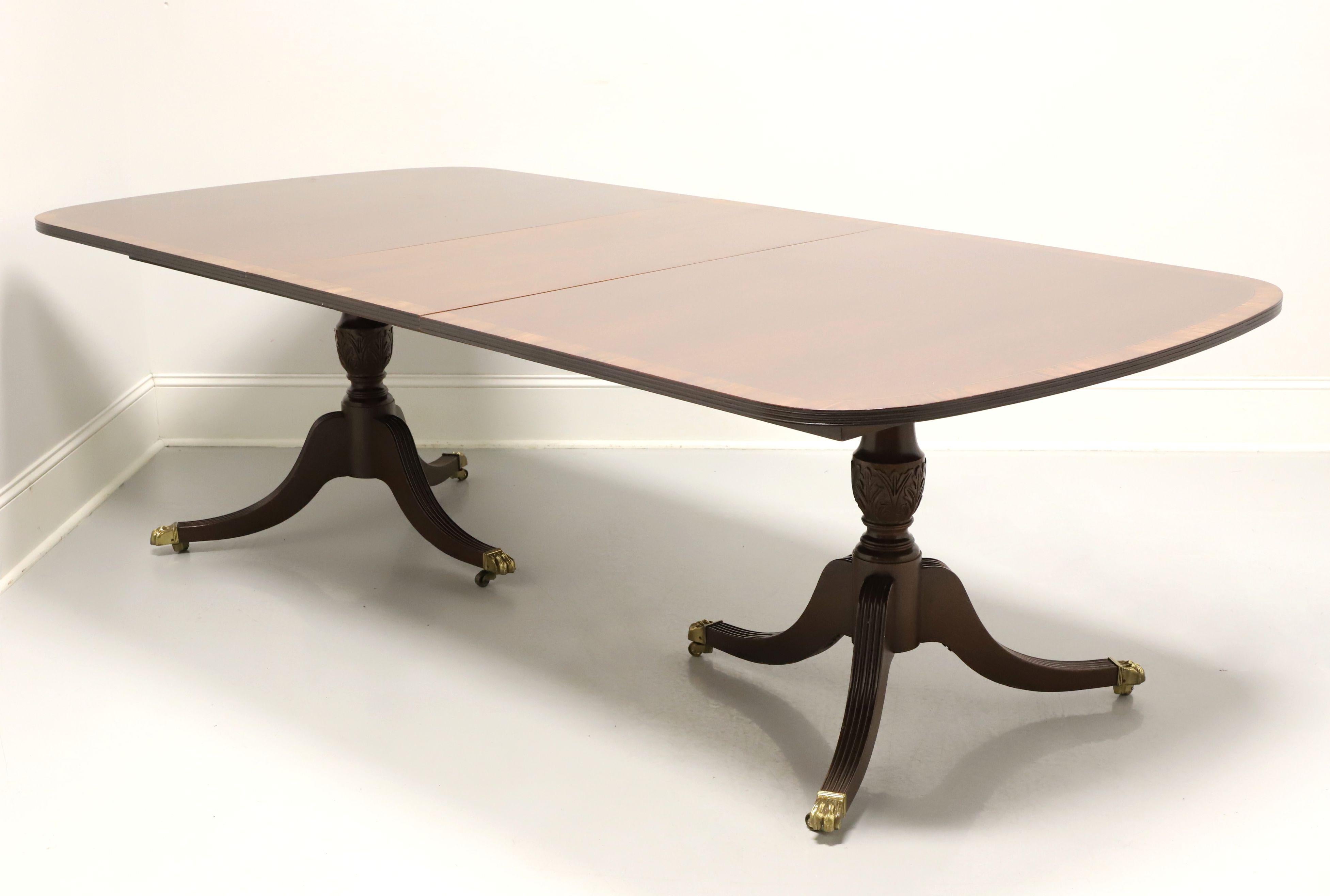 American HICKORY WHITE Banded Mahogany Double Pedestal Dining Banquet Table