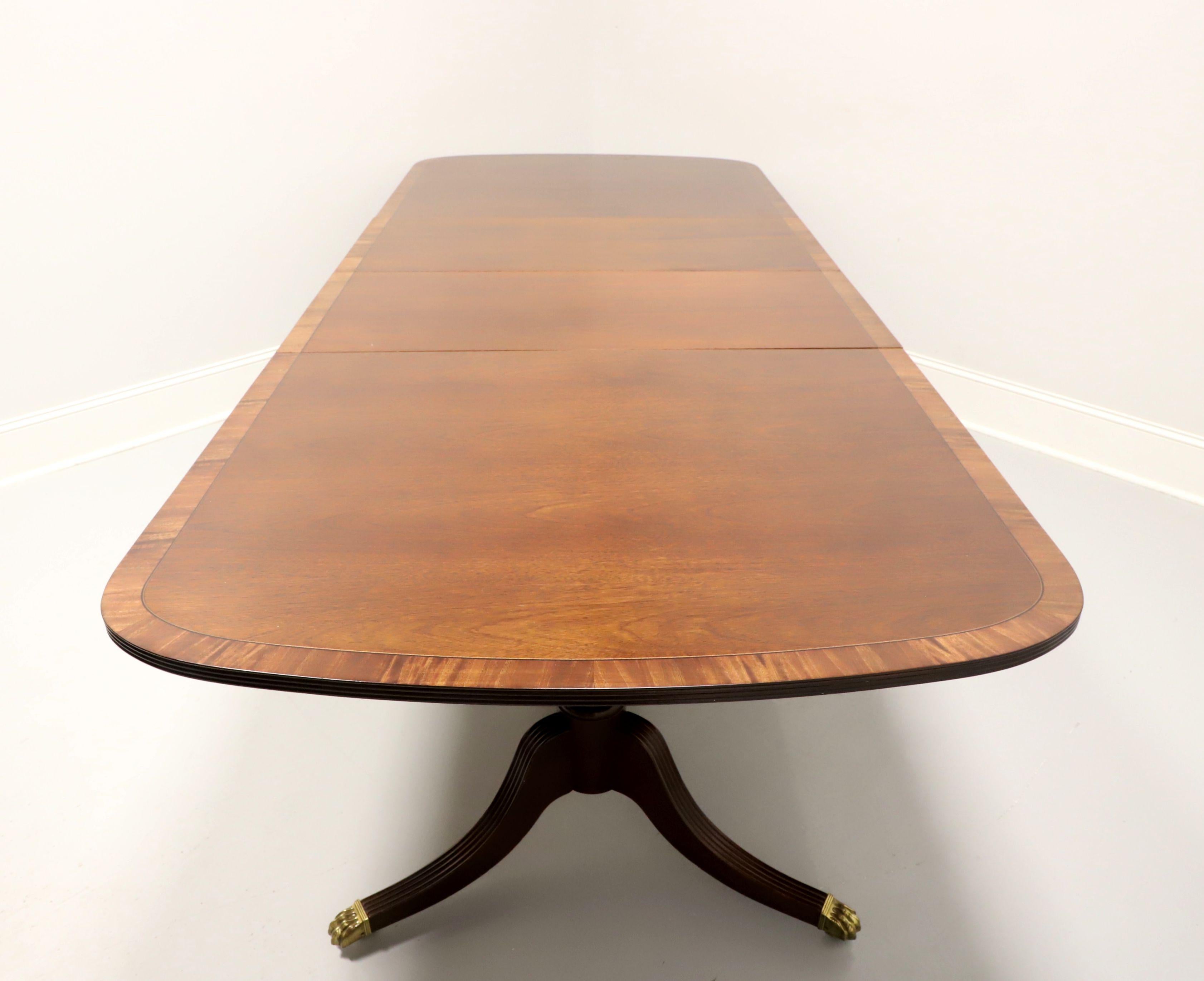 Metal HICKORY WHITE Banded Mahogany Double Pedestal Dining Banquet Table