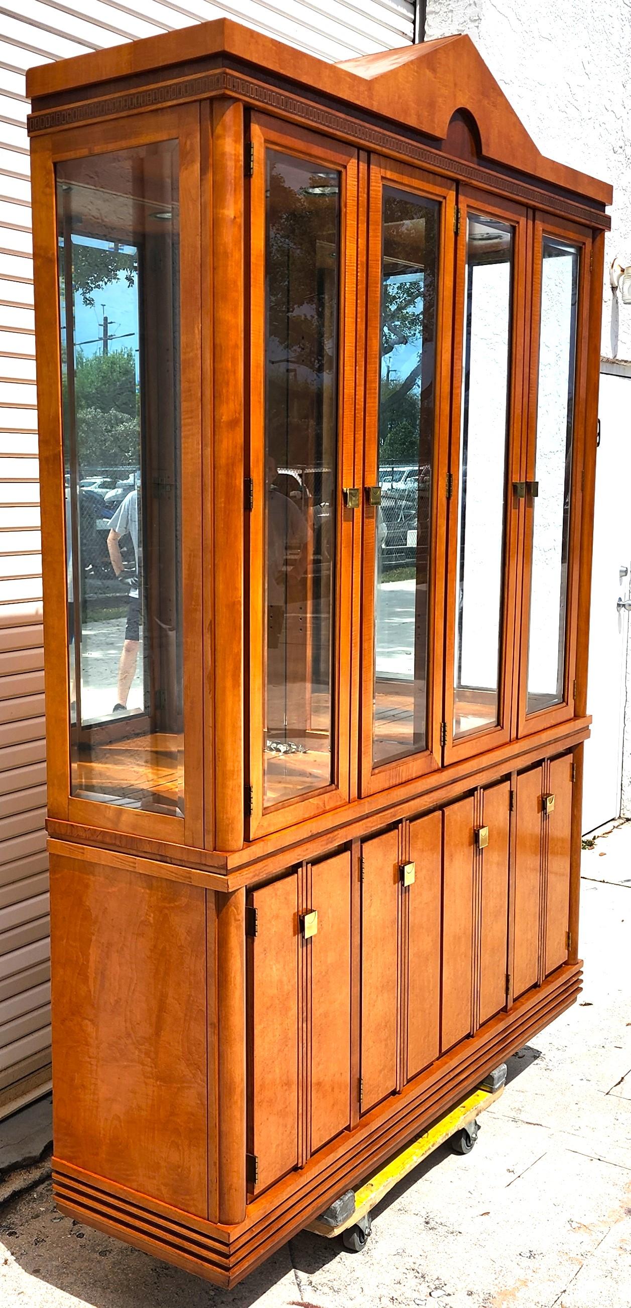 American Hickory White China Cabinet Biedermeier Genesis Collection For Sale