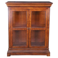 Vintage Hickory White Distressed Bookcase Glass Front Curio China Display Cabinet