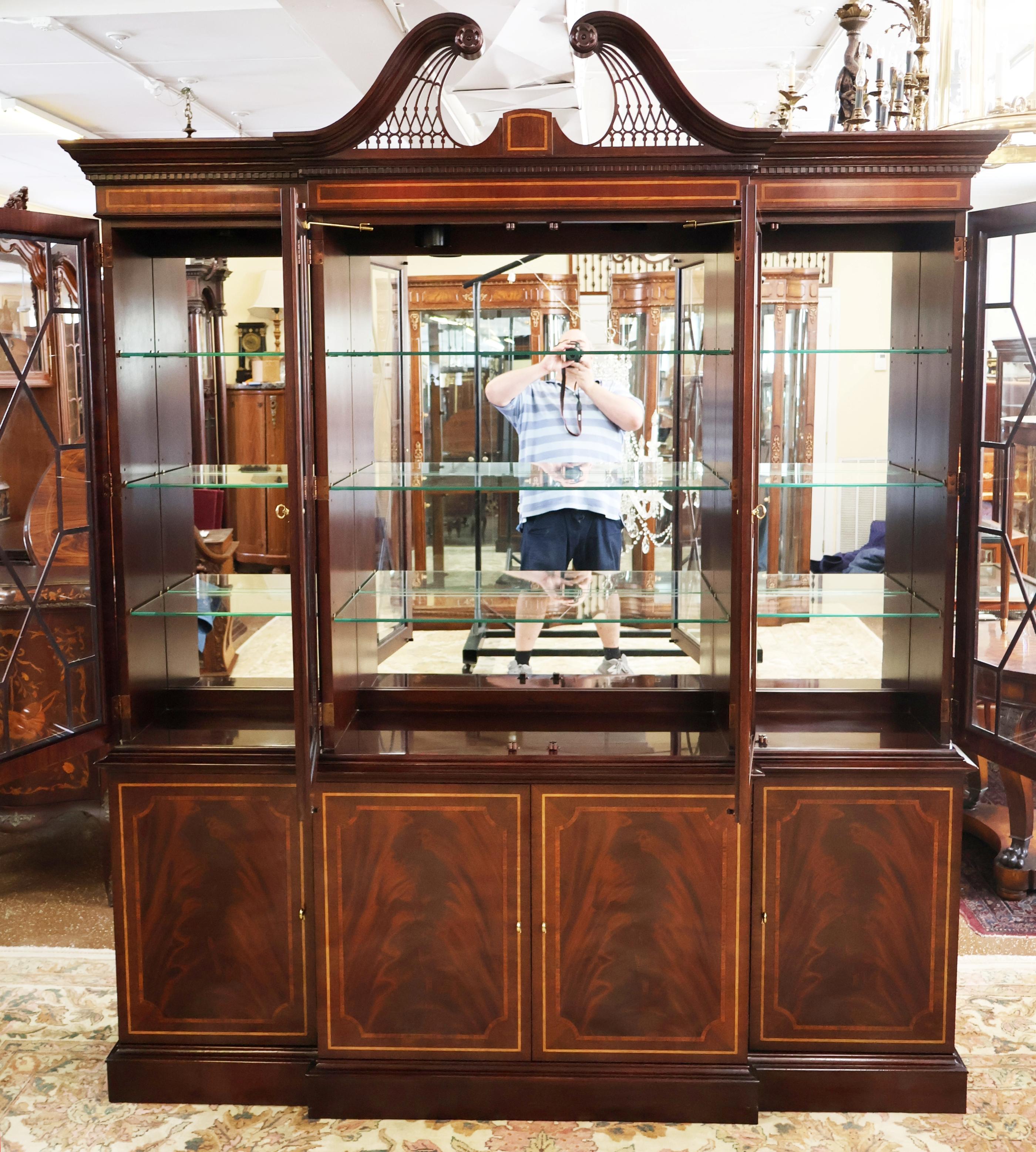 Mogano Hickory White Flame Mahogany Libreria Armadio Portafoglio Breakfront